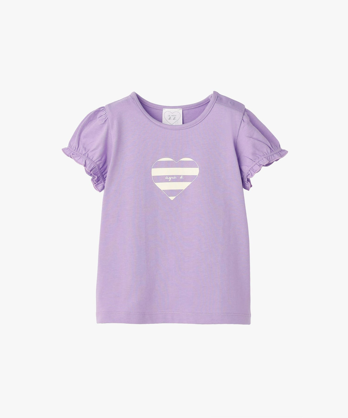 ENFANT ベビー ベビー ロゴ ボーダー プリント コットン 半袖 Tシャツ "Heart" パープル系その他