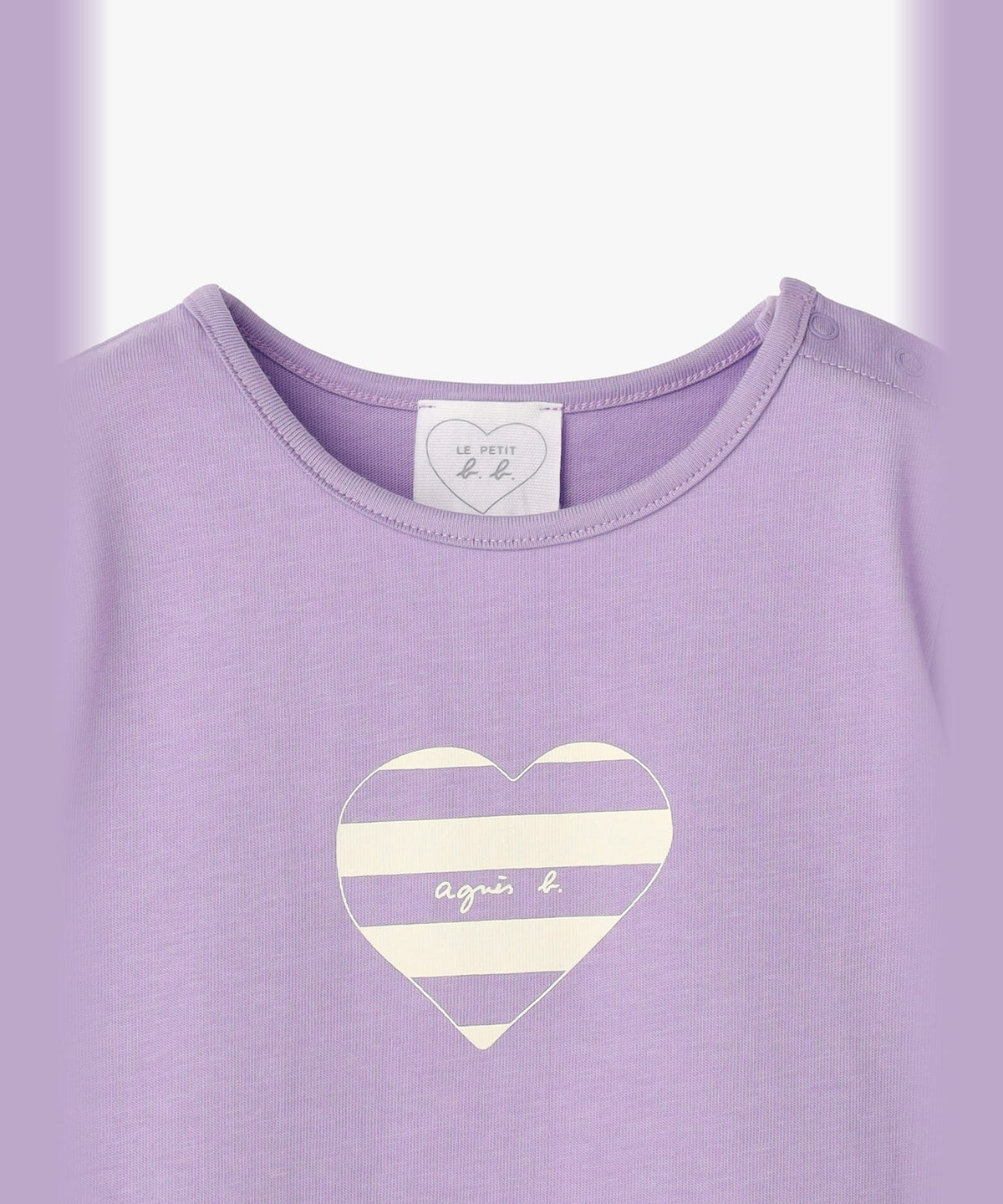 ENFANT ベビー ベビー ロゴ ボーダー プリント コットン 半袖 Tシャツ "Heart" パープル系その他