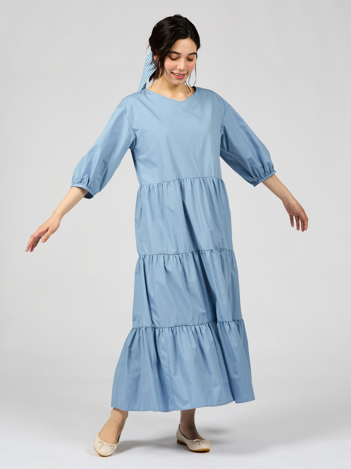 To b. by agnès b. 【Outlet】ティアードカラードレス ネイビー