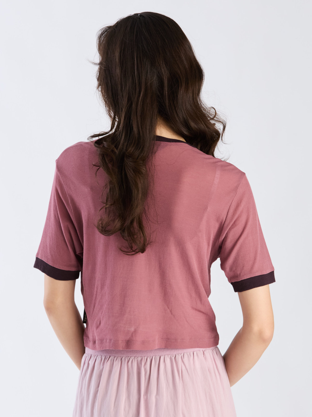 To b. by agnès b. 【Outlet】シアー コットン 半袖 リンガーTシャツ ペールピンク