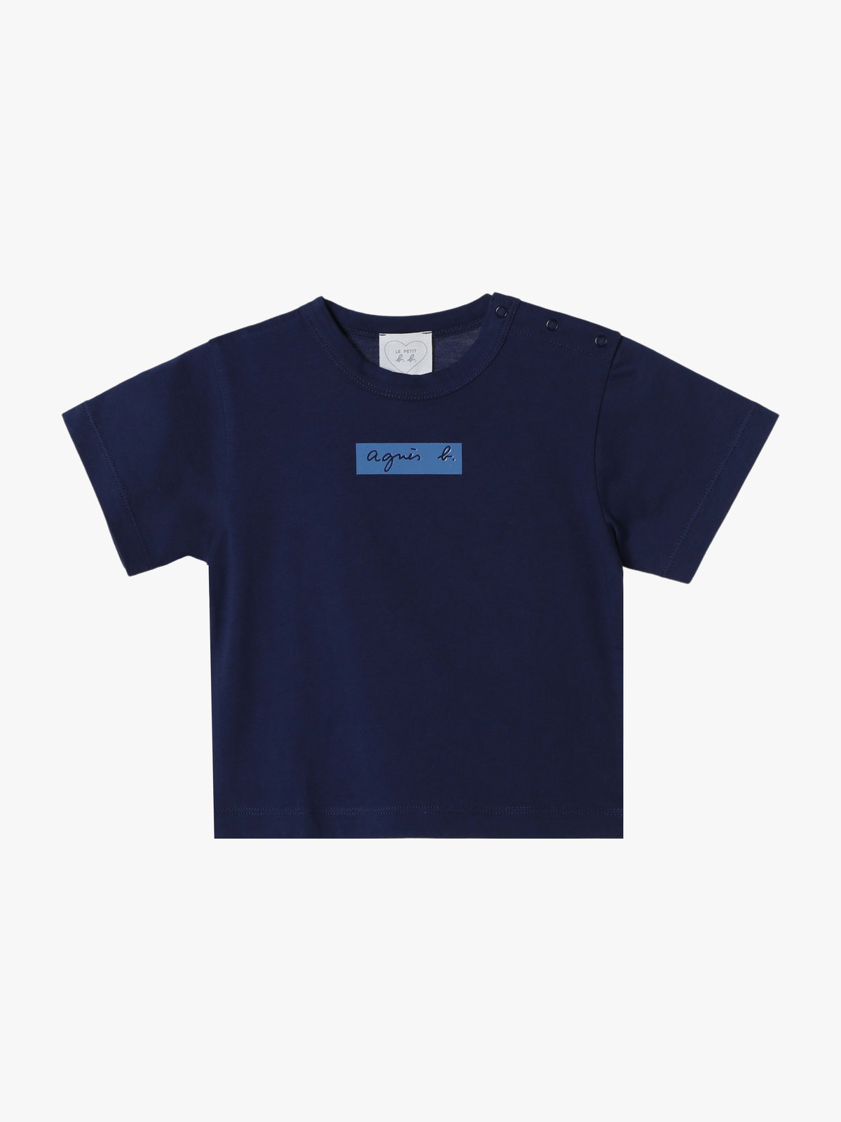 ENFANT ベビー ベビー ボックスロゴ プリント コットン 半袖 Tシャツ "Domi" ネイビー