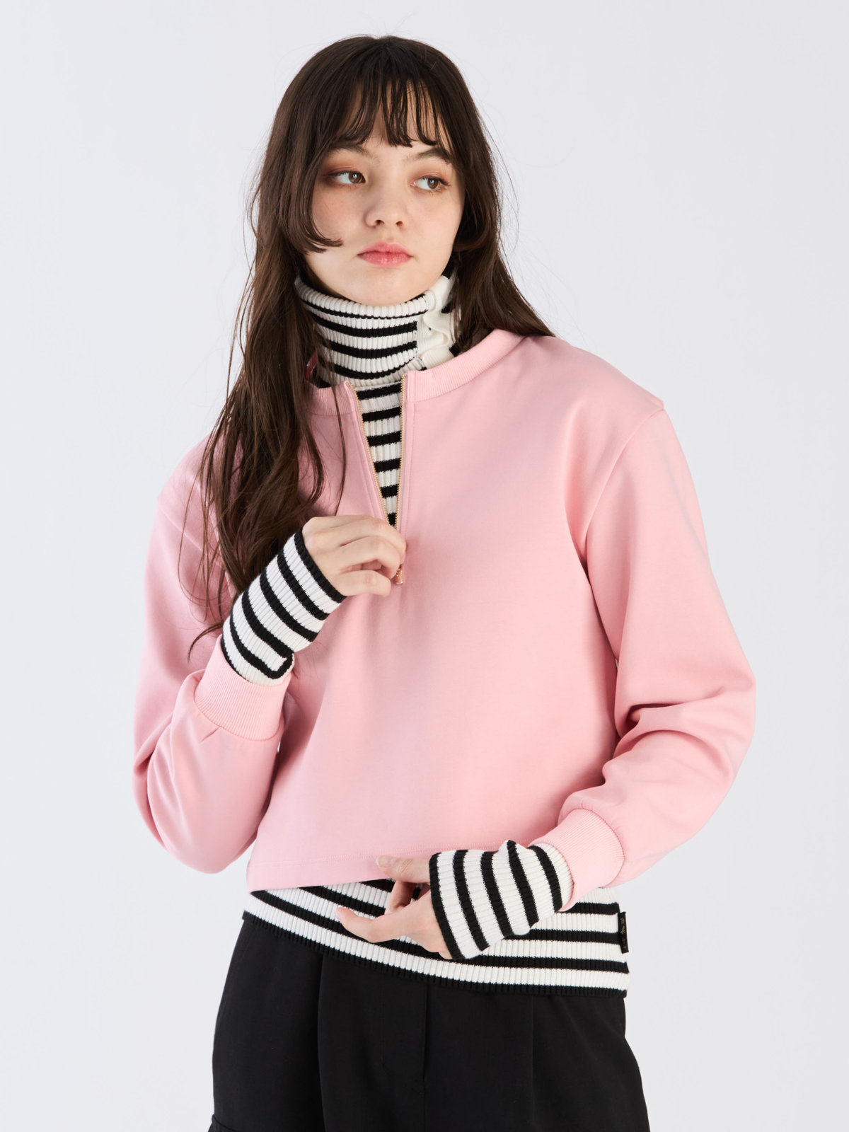 To b. by agnès b. 【Outlet】ハーフジッププルオーバー ピンク