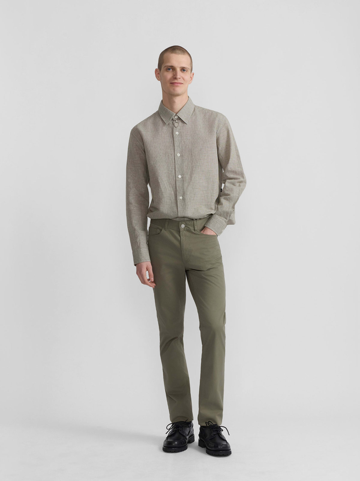 HOMME メンズ メンズ コットン ギャバジン スリム パンツ ”Iggy” カーキ