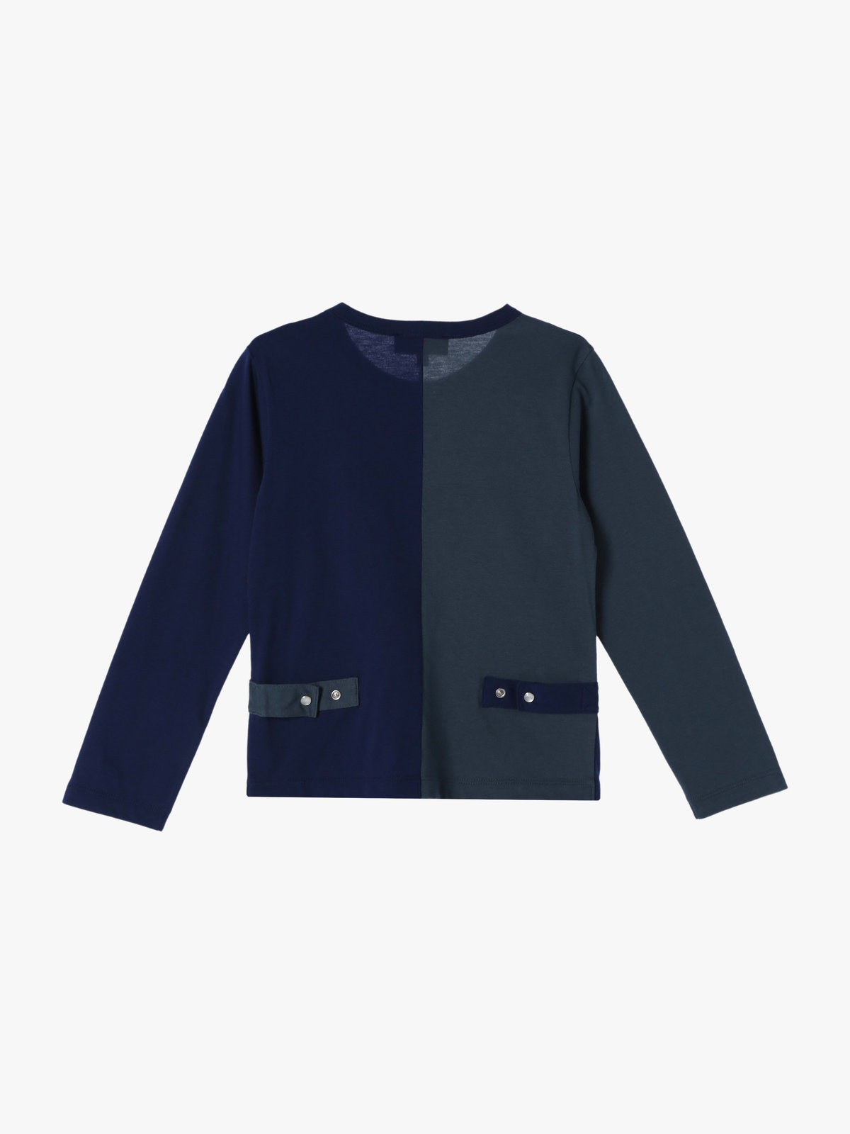 ENFANT ユニセックス キッズ バイカラー コットン 長袖 カーディガンプレッション ネイビー