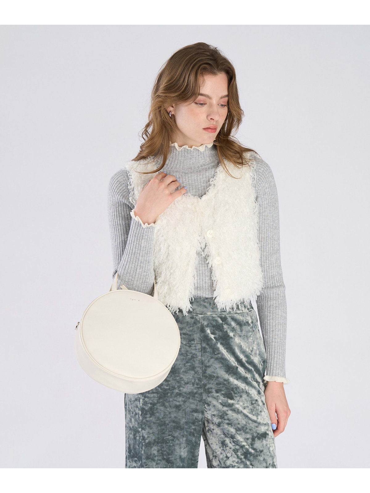 To b. by agnès b. 【Outlet】ファンシー ヤーン ベスト ホワイト