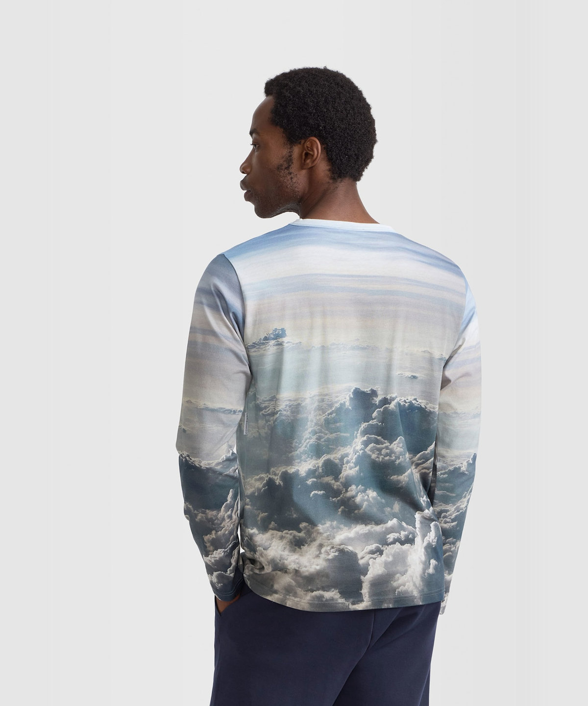 HOMME メンズ メンズ フォトプリント コットン 長袖 Tシャツ "New Coulos" マルチ