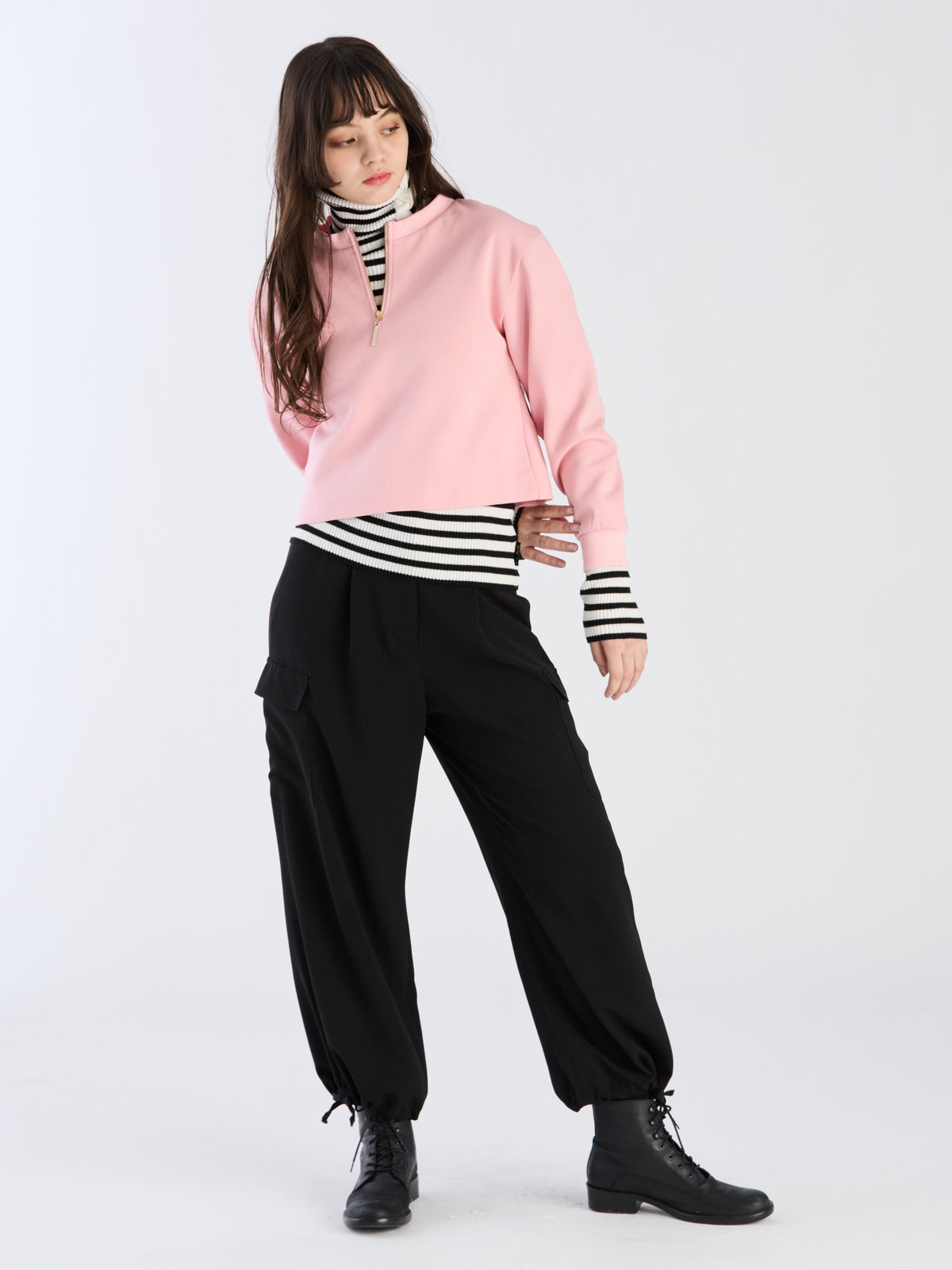 To b. by agnès b. 【Outlet】ハーフジッププルオーバー ピンク