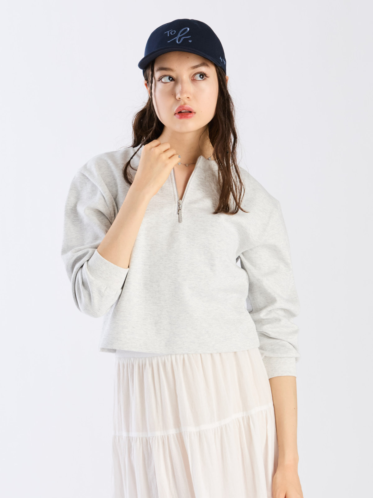 To b. by agnès b. 【Outlet】ハーフジッププルオーバー ライトグレー