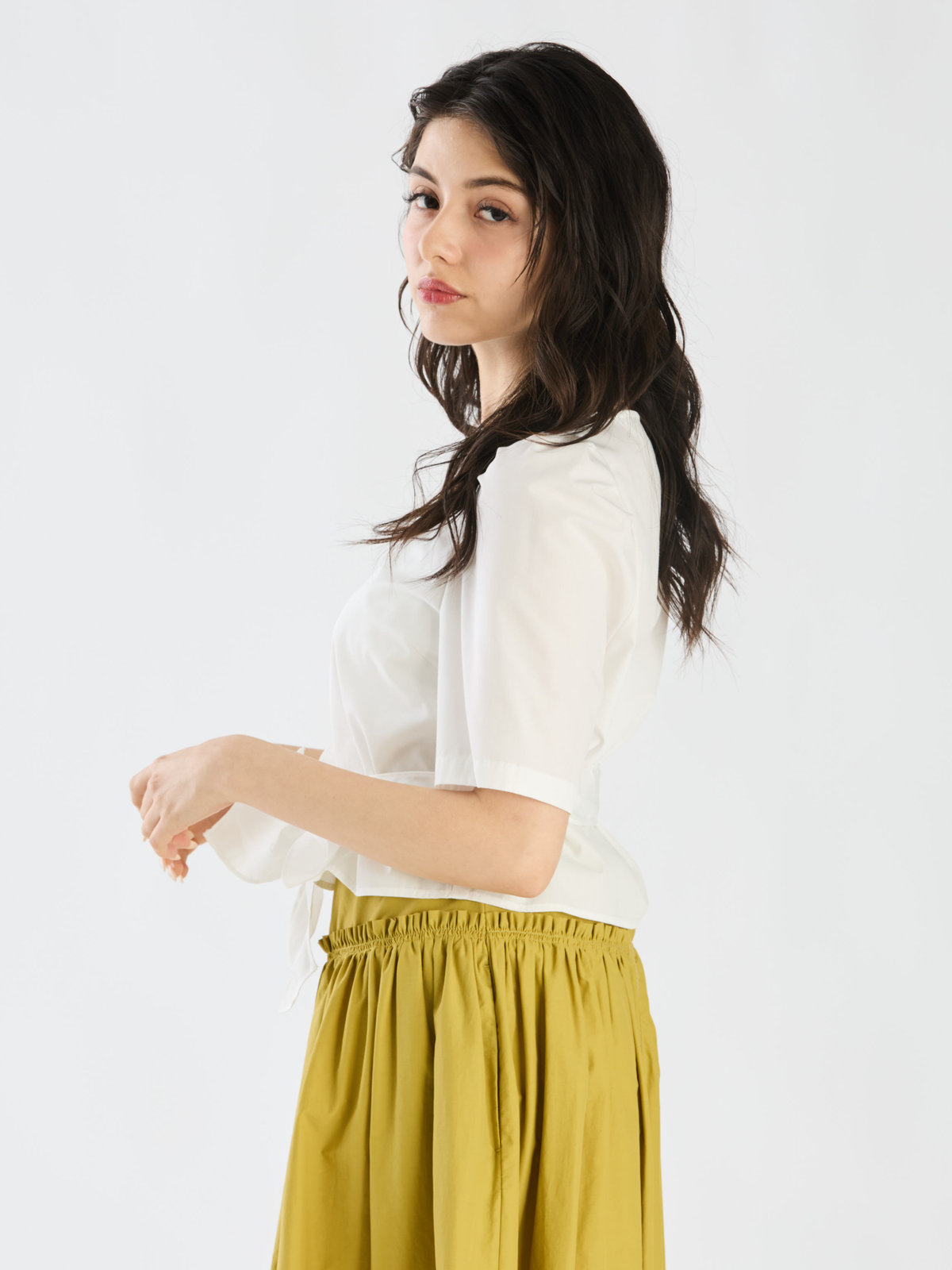 To b. by agnès b. 【Outlet】リボンブラウスプルオーバー オフホワイト