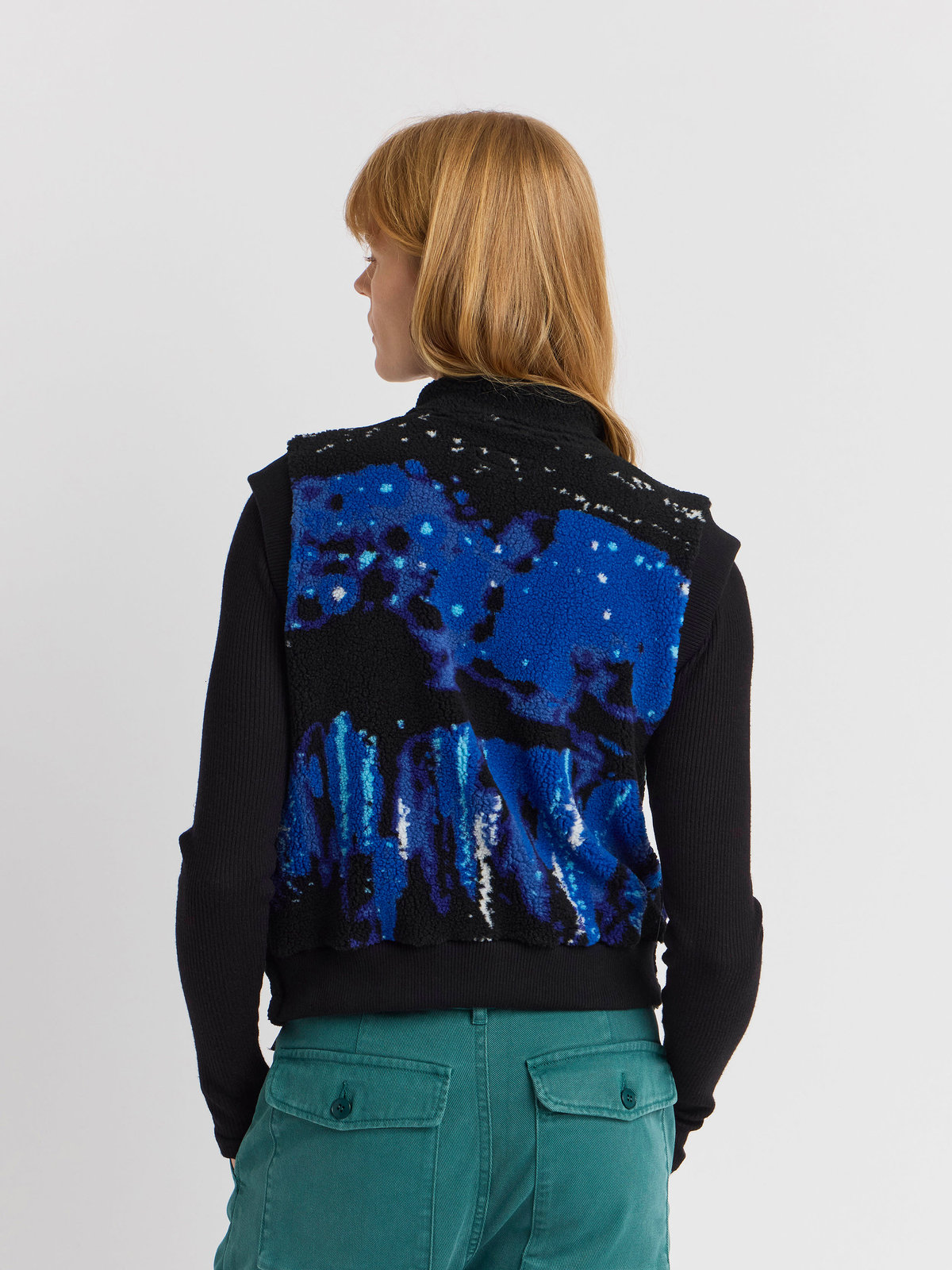 FEMME ウィメンズ 【Outlet】フォトプリント ハイネック ボア ベスト "Lumieres la nuit" マルチ