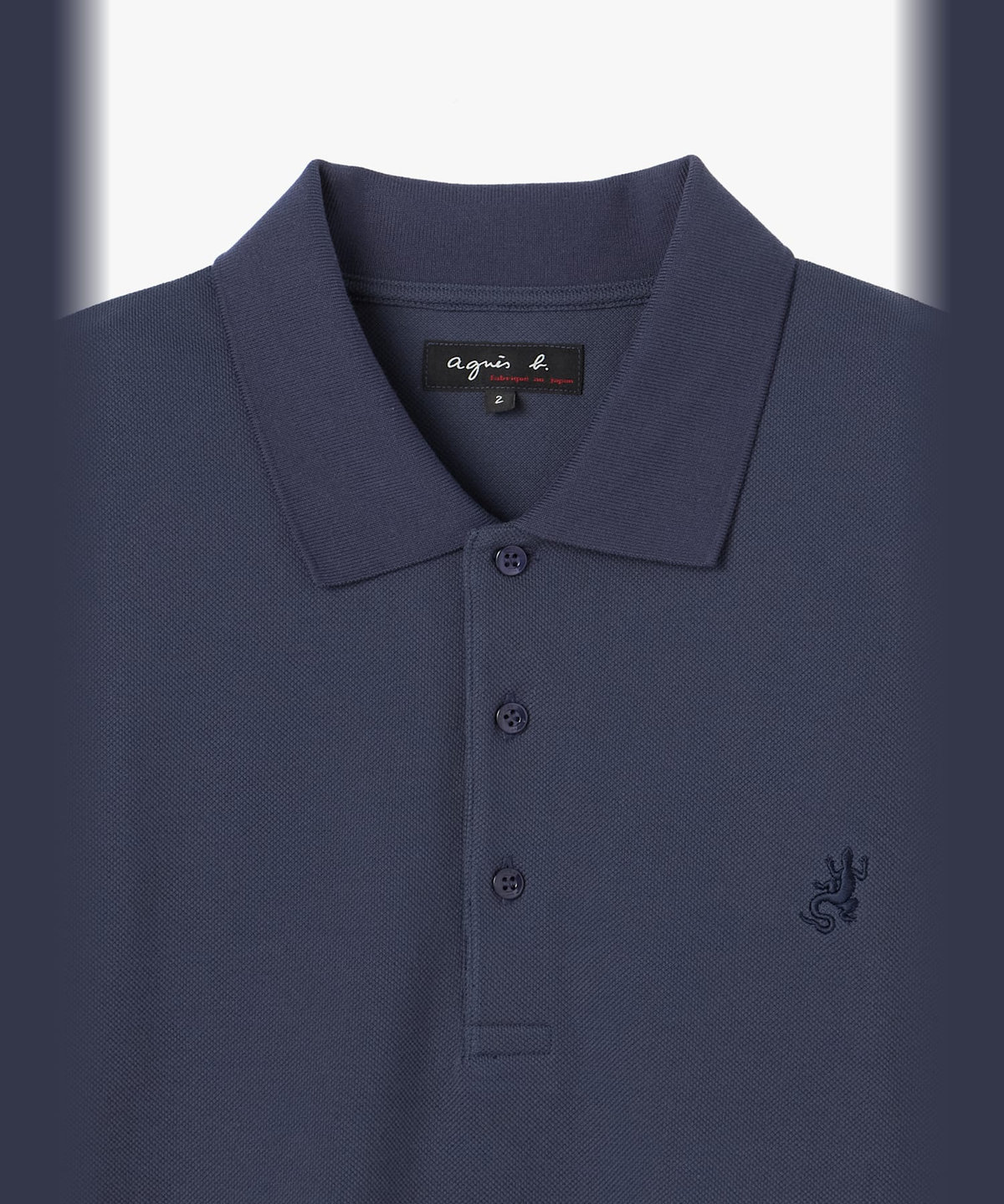 HOMME メンズ メンズ アイコニック 刺繍 コットン 半袖 ポロシャツ "Lezard" ネイビー