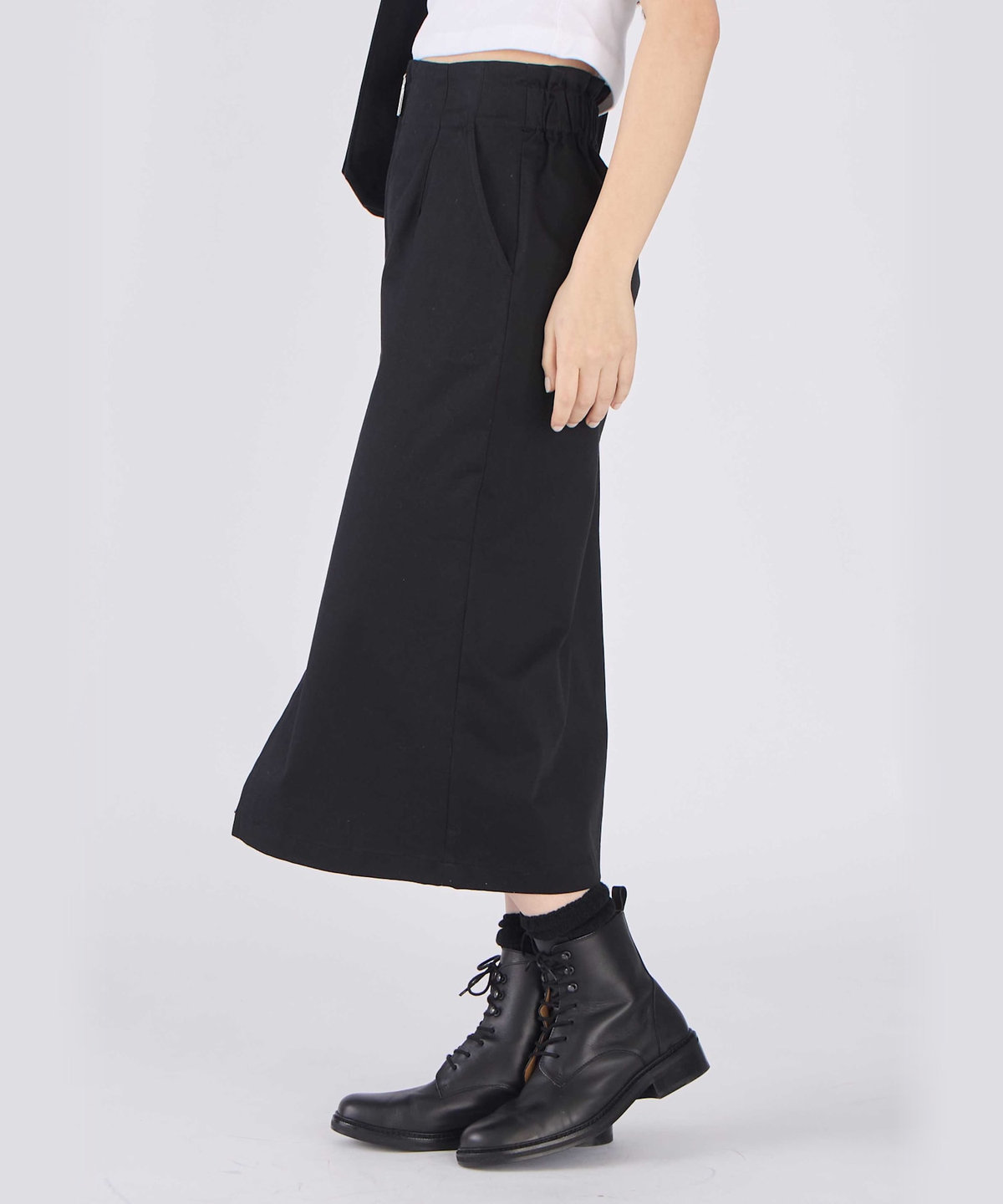 To b. by agnès b. ストレッチ チノ ジップ タイトスカート ブラック