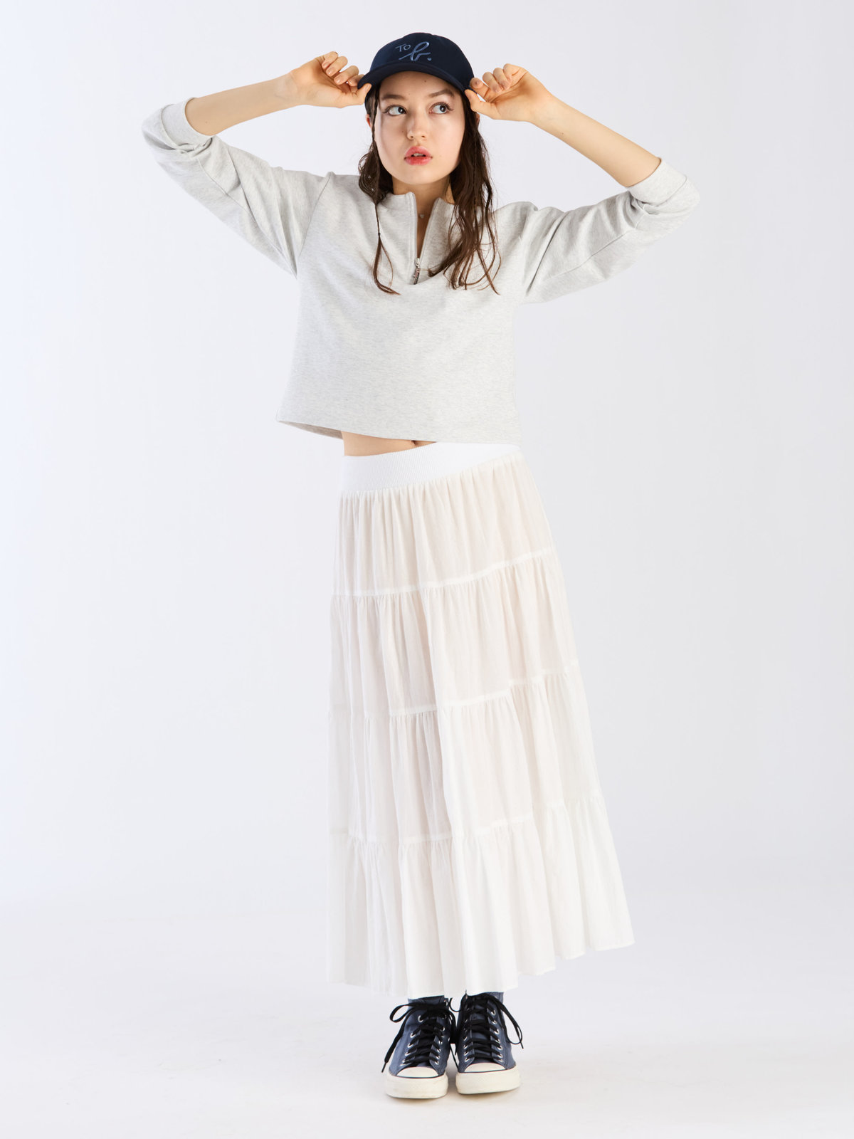 To b. by agnès b. 【Outlet】ハーフジッププルオーバー ライトグレー