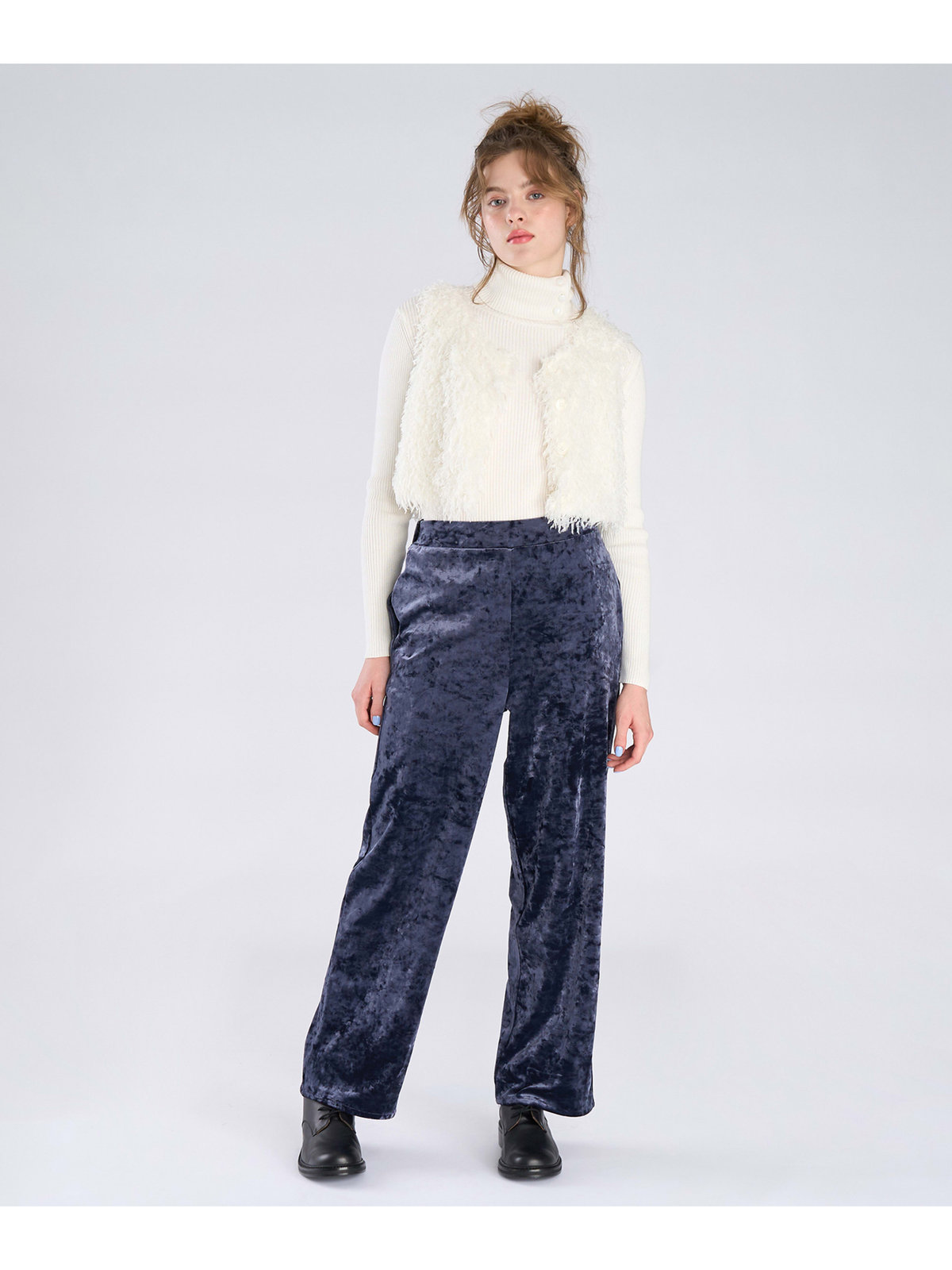 To b. by agnès b. 【Outlet】ベロア ジャージー パンツ ネイビー