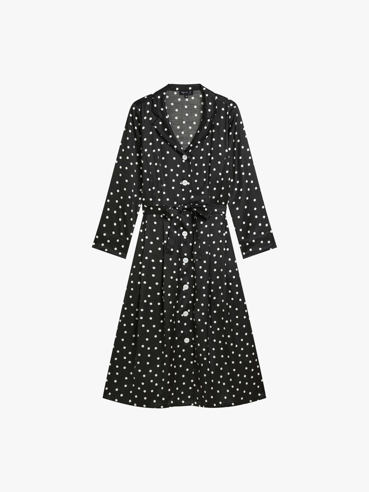 FEMME ウィメンズ ドット 長袖 ワンピース ”Elisa” ブラック