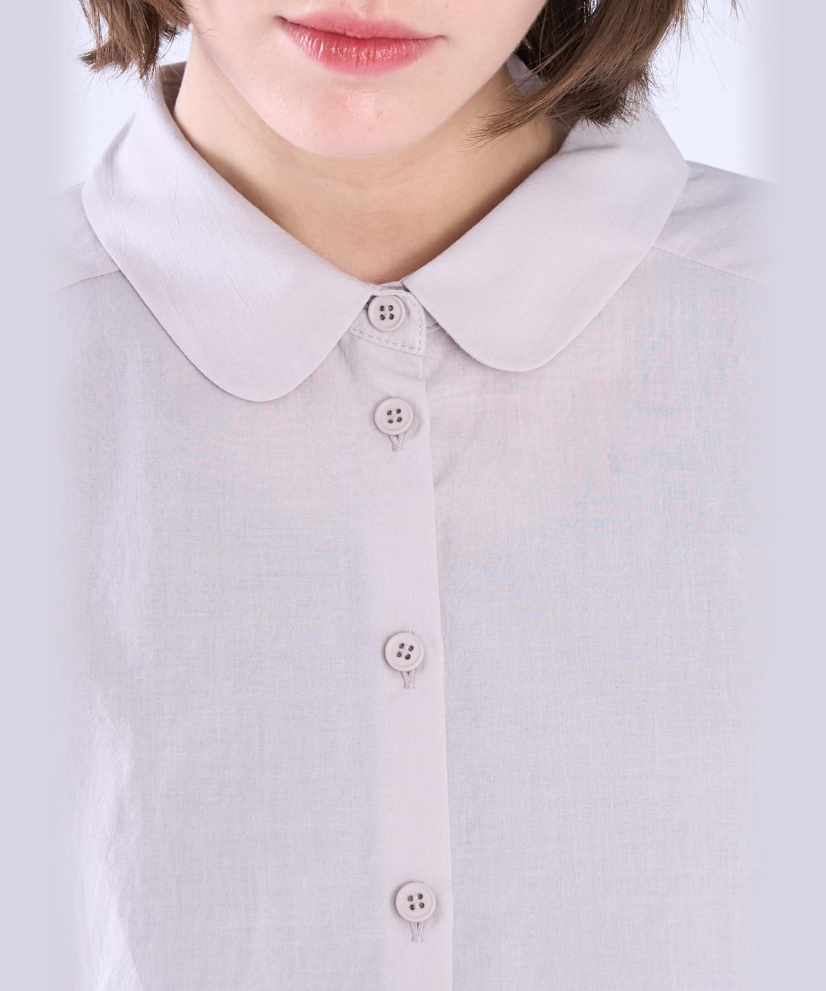 To b. by agnès b. コットン モダン マニッシュ シャツ ライトグレー