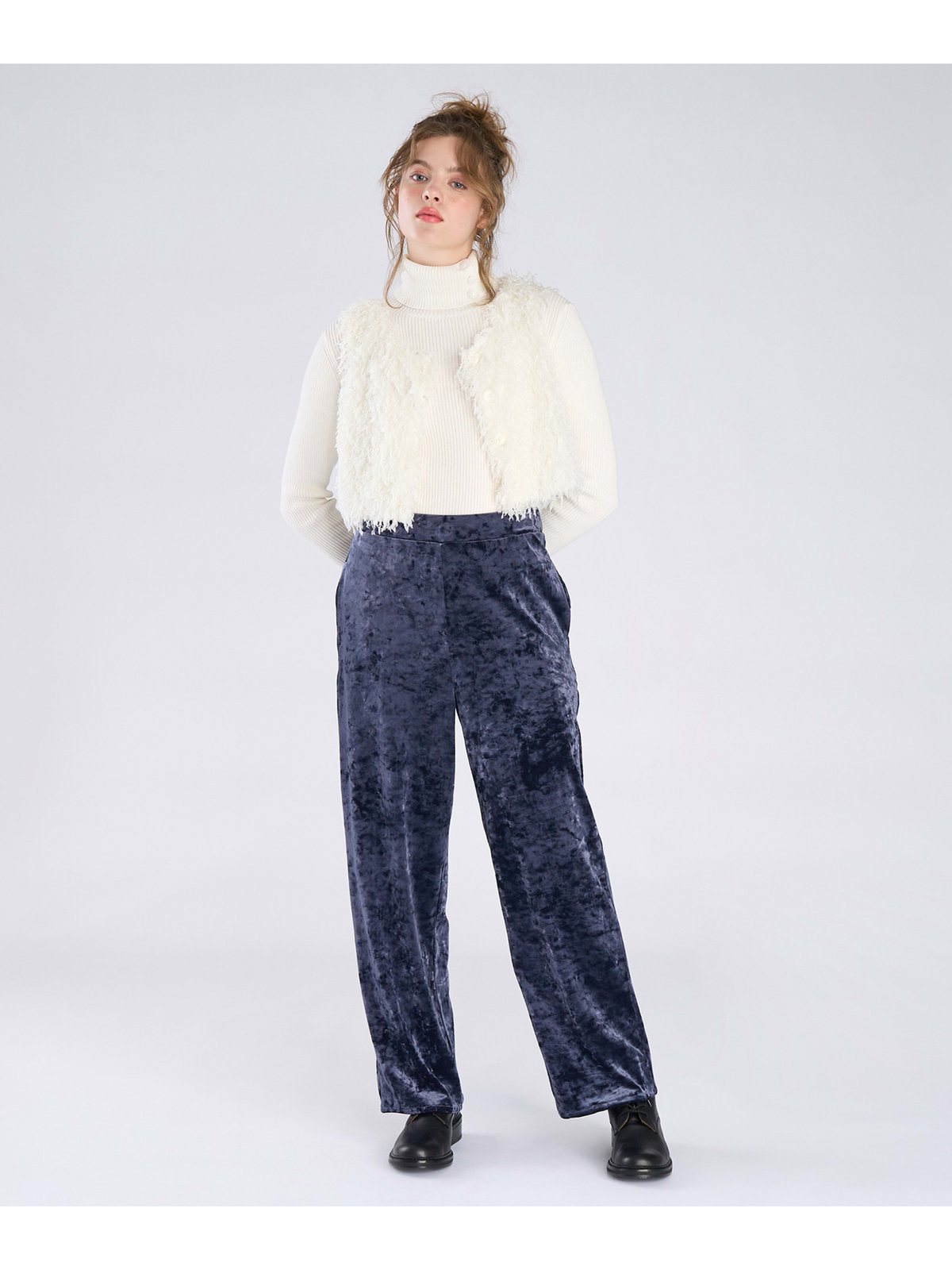 To b. by agnès b. 【Outlet】ベロア ジャージー パンツ ネイビー