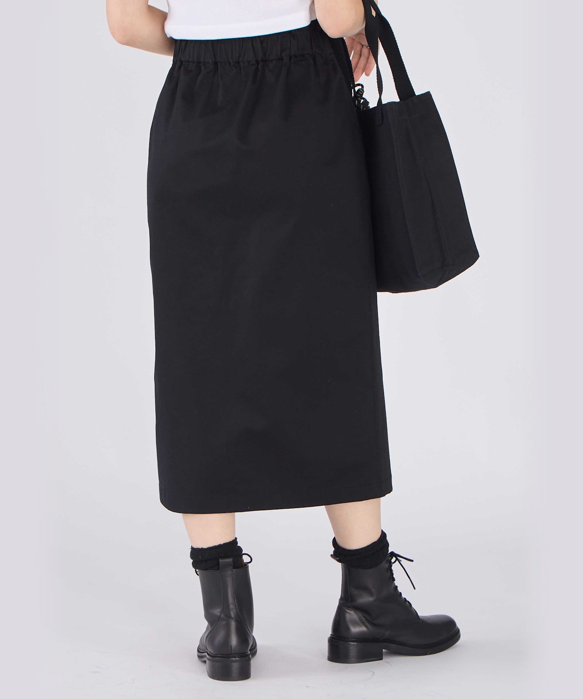 To b. by agnès b. ストレッチ チノ ジップ タイトスカート ブラック