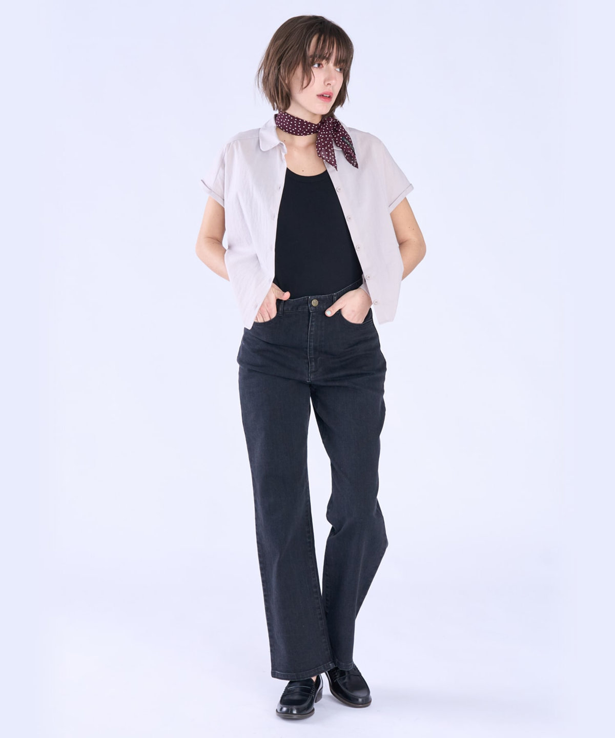 To b. by agnès b. コットン モダン マニッシュ シャツ ライトグレー