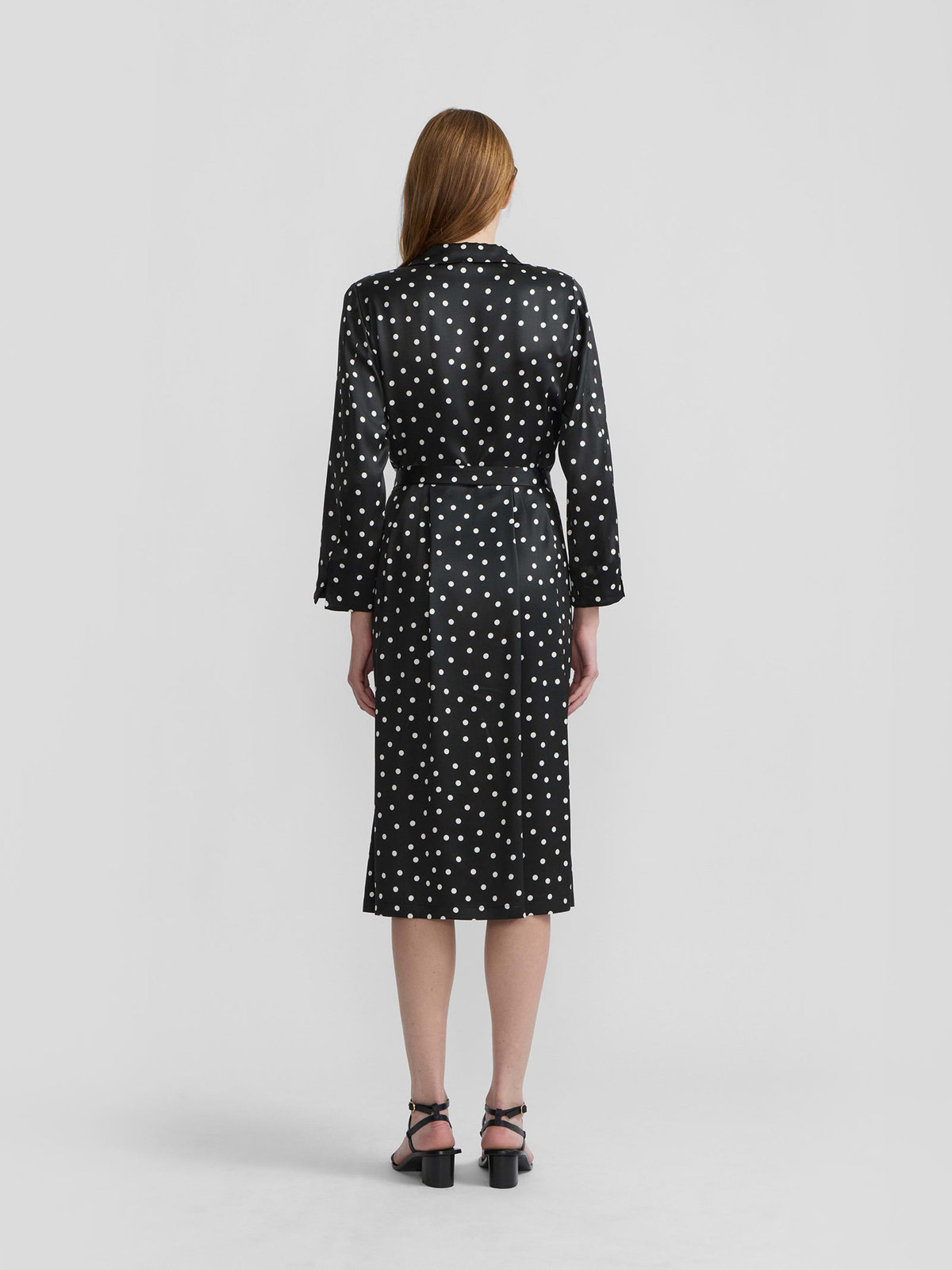 FEMME ウィメンズ ドット 長袖 ワンピース ”Elisa” ブラック