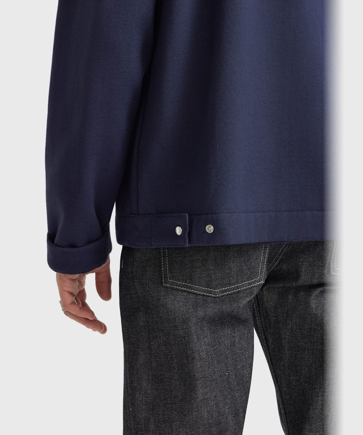 HOMME メンズ メンズ オーガニックコットン モルトン 長袖 カーディガンプレッション "Nacre" ブルー系その他