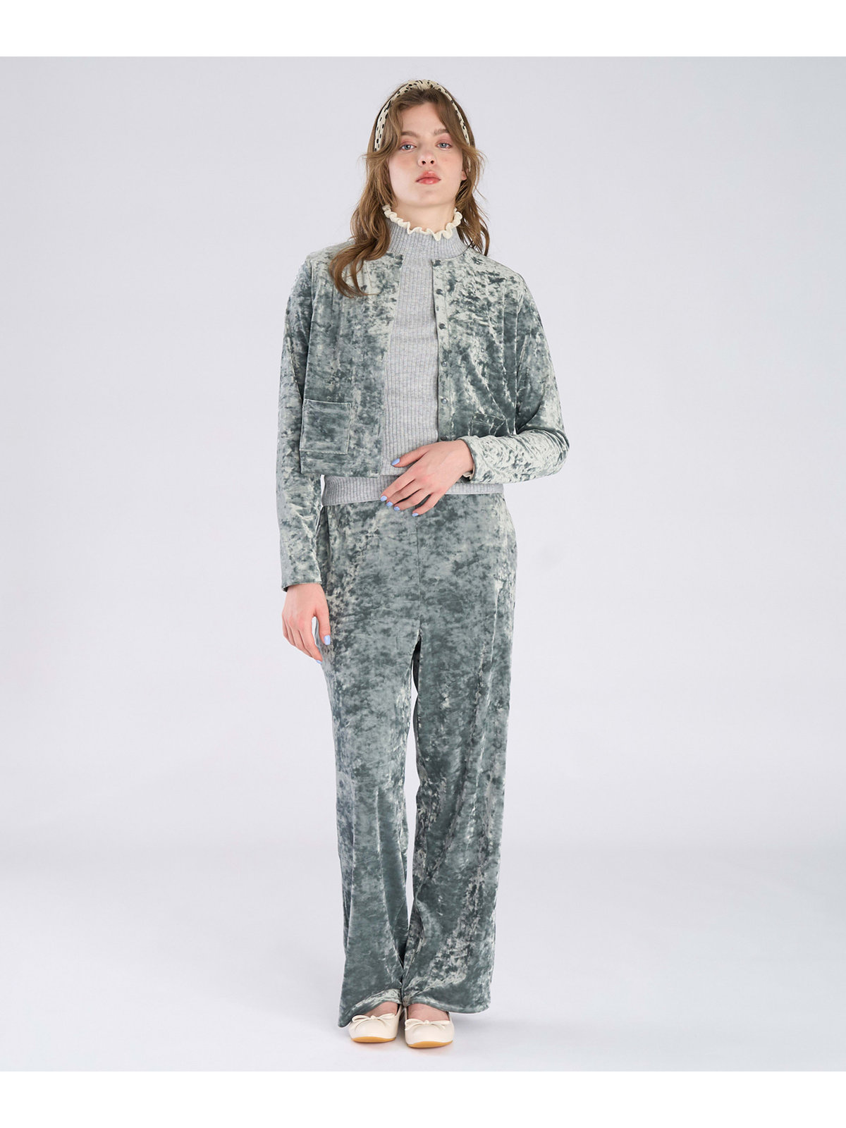 To b. by agnès b. 【Outlet】ベロア ジャージー パンツ グリーン系その他