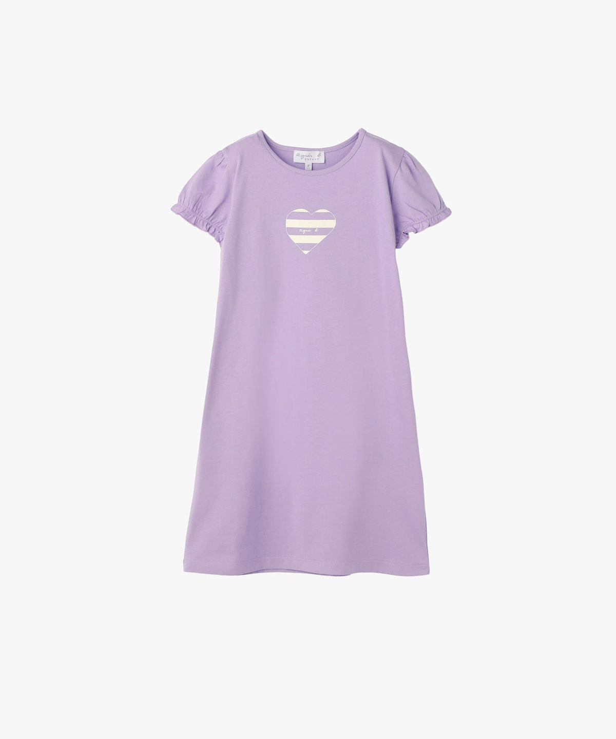 ENFANT ガールズ キッズ ロゴ ボーダー プリント コットン 半袖 ワンピース "Heart" パープル系その他