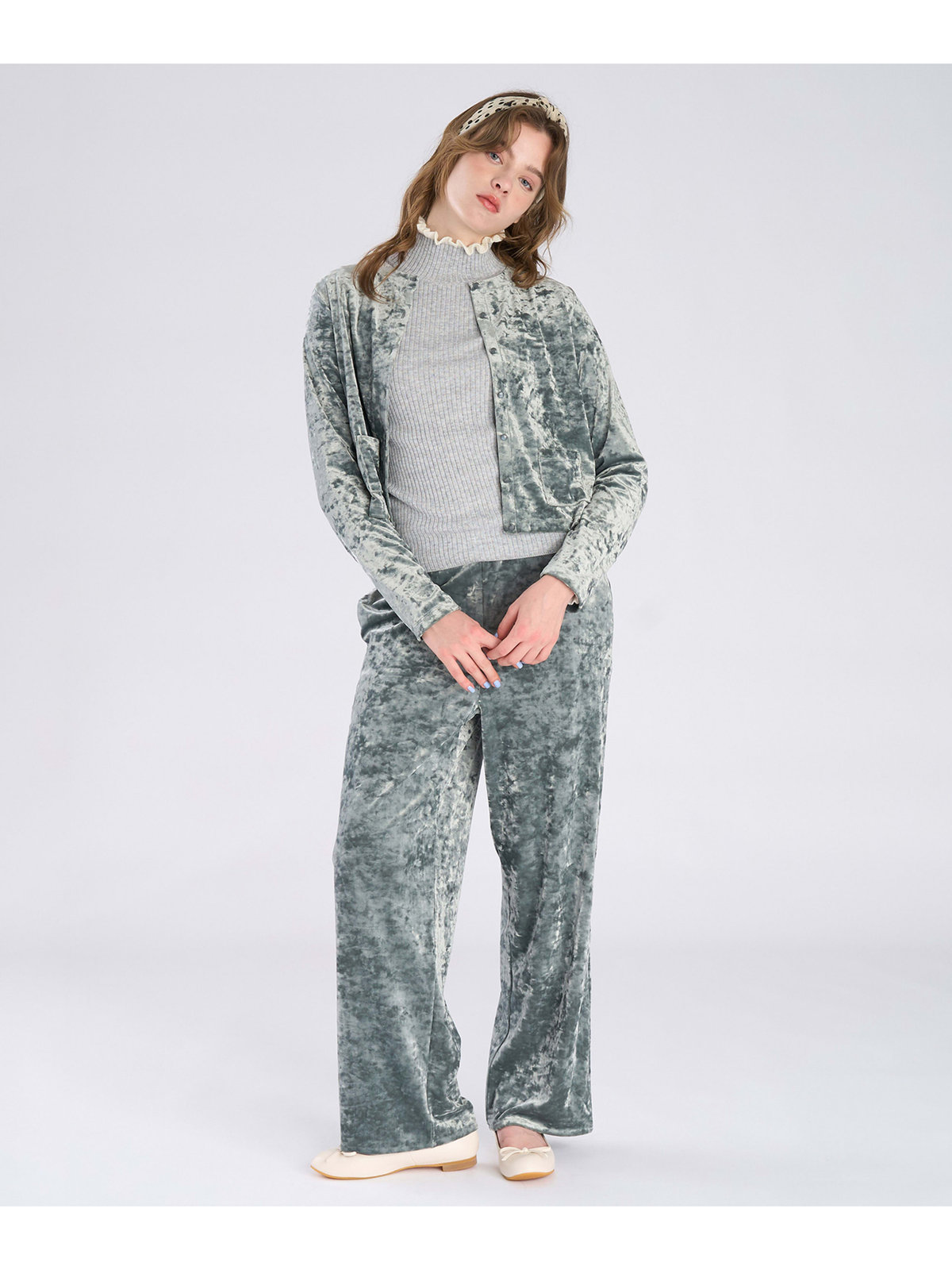 To b. by agnès b. 【Outlet】ベロア ジャージー パンツ グリーン系その他