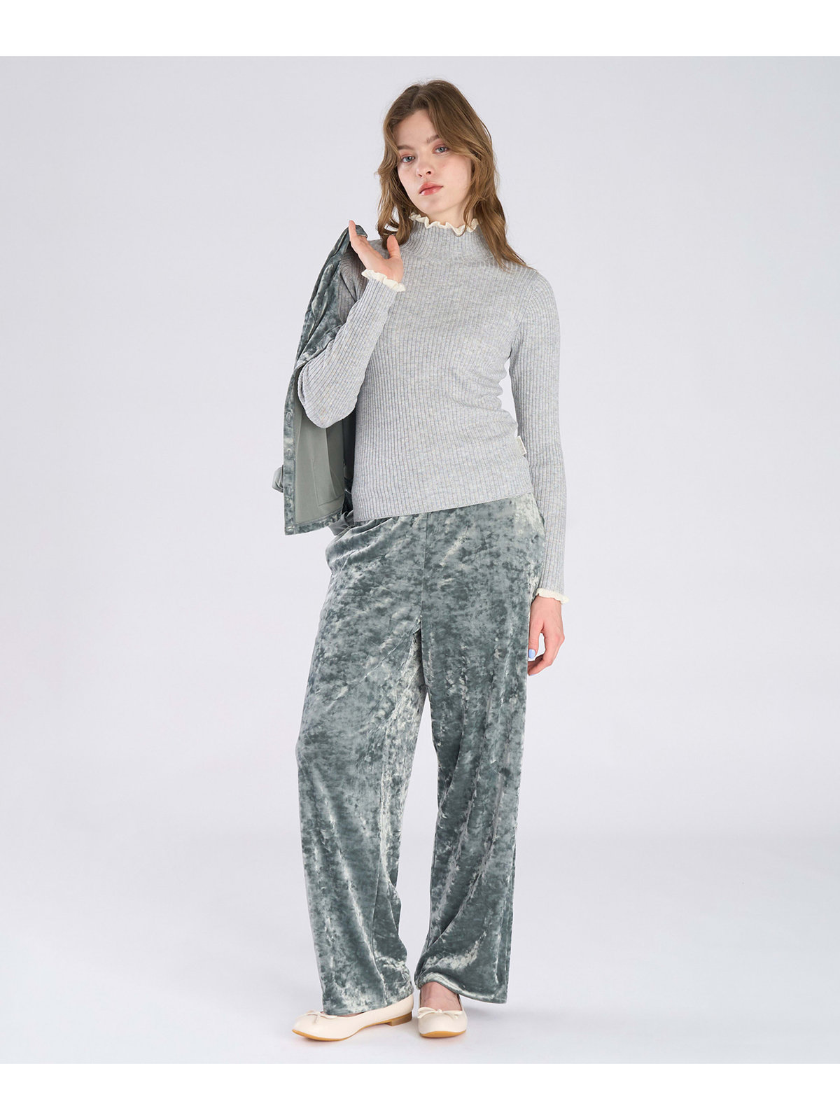 To b. by agnès b. 【Outlet】ベロア ジャージー パンツ グリーン系その他