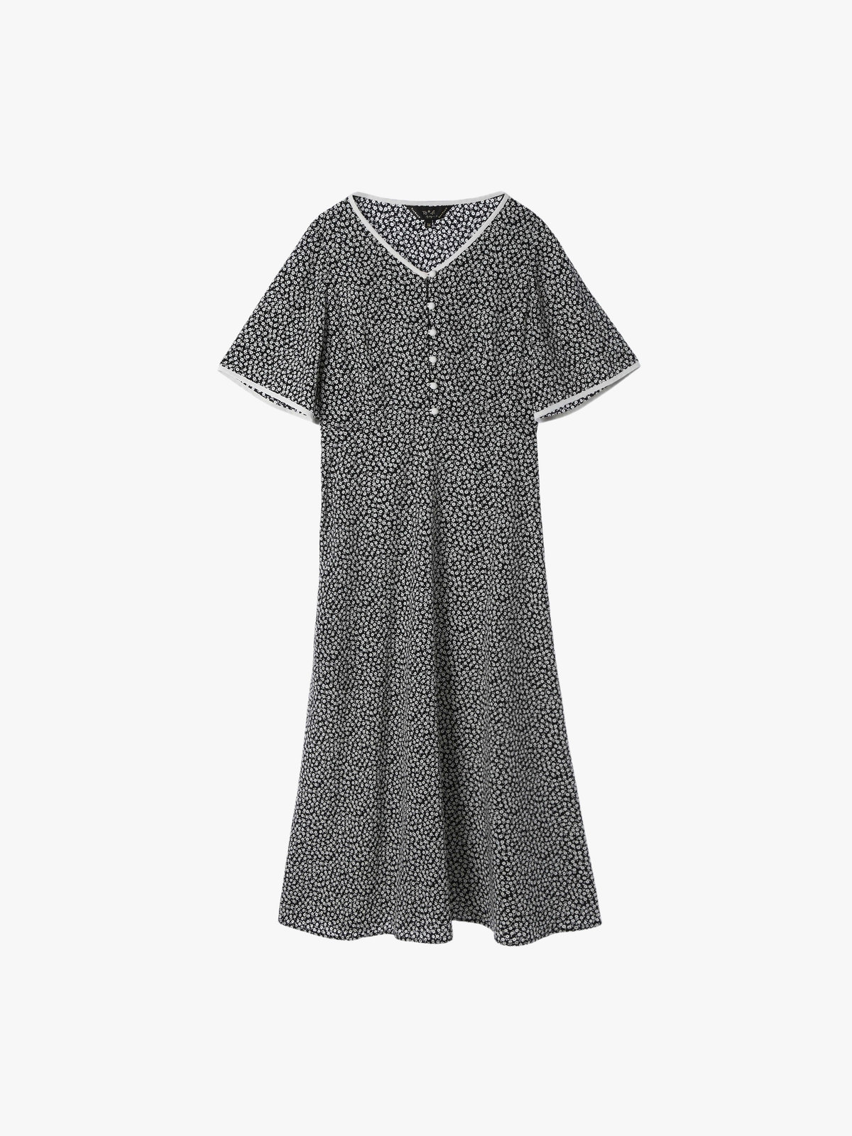 To b. by agnès b. 【Outlet】フラワープリント 半袖 ワンピース ブラック
