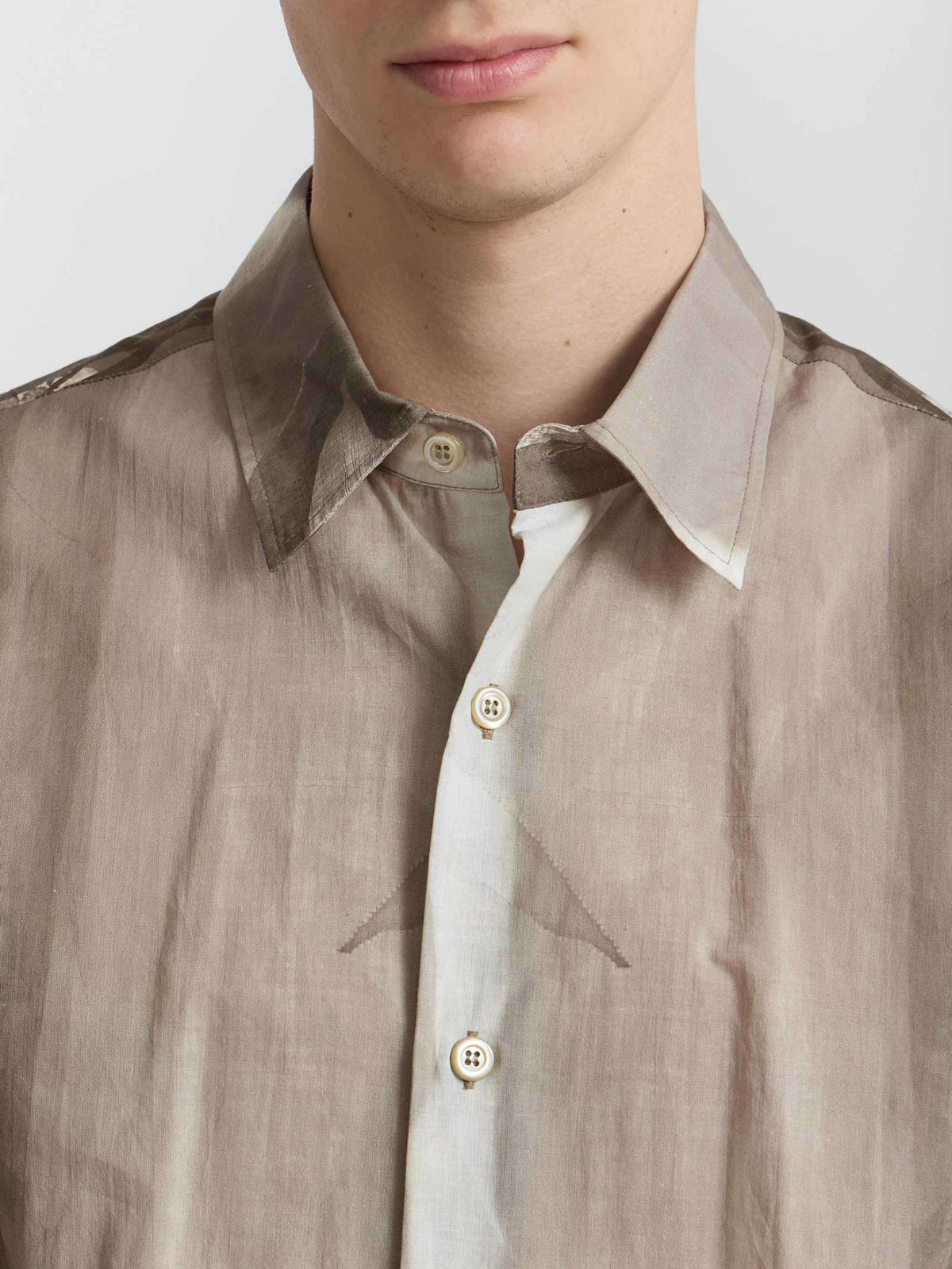 HOMME メンズ メンズ フォトプリント コットン 長袖 シャツ "Ombres" マルチ