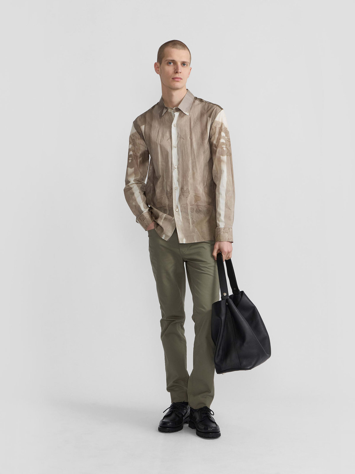 HOMME メンズ メンズ フォトプリント コットン 長袖 シャツ "Ombres" マルチ