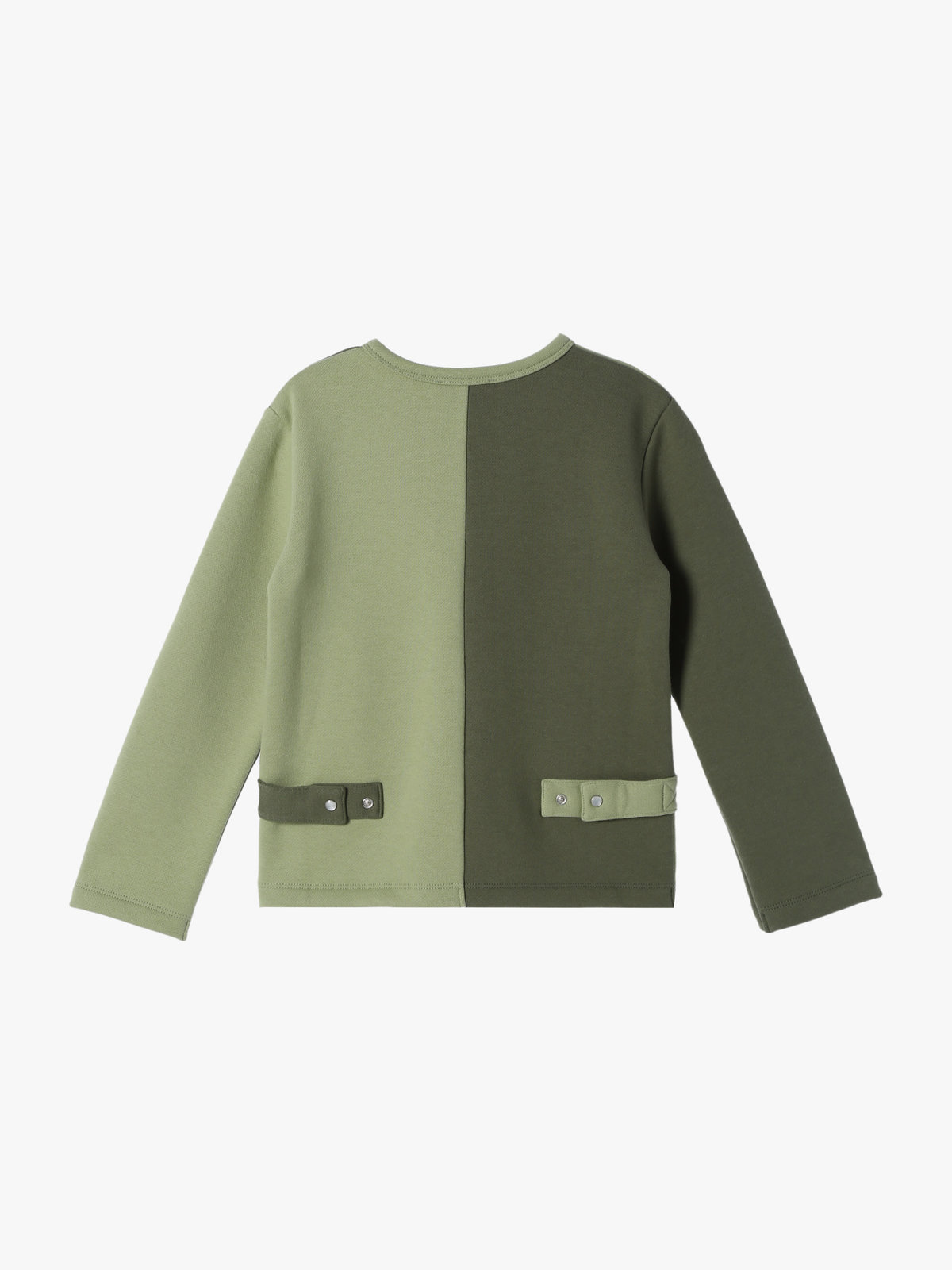 ENFANT ユニセックス キッズ バイカラー コットン 長袖 カーディガンプレッション グリーン