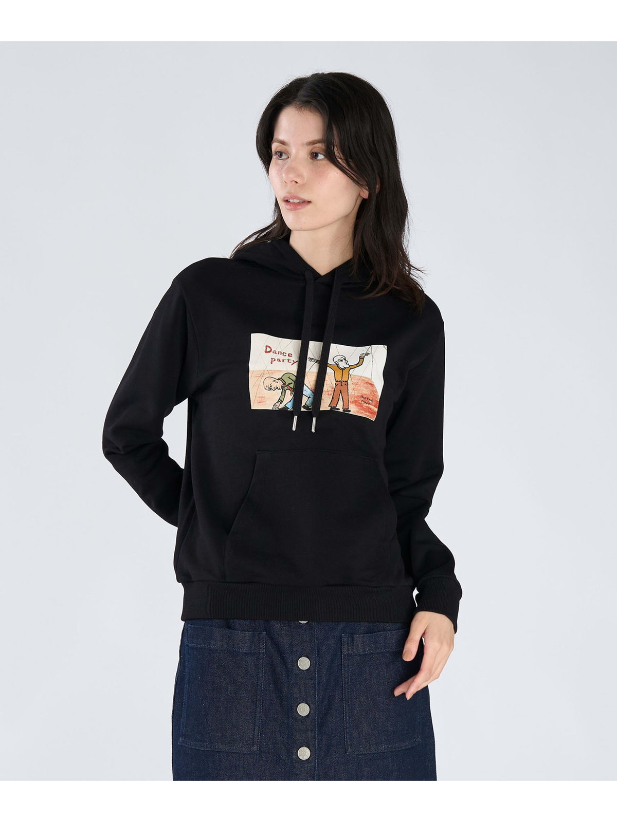 FEMME ウィメンズ プリント コットン 長袖 アーティスト スウェット ”Mike Lash” ブラック