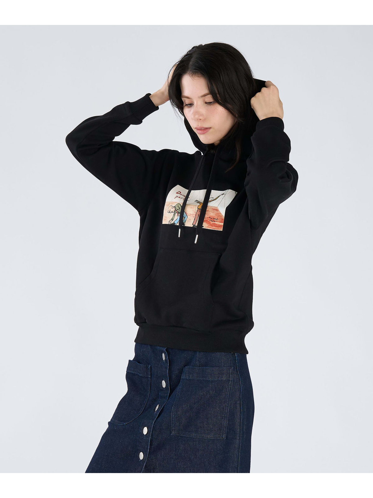 FEMME ウィメンズ プリント コットン 長袖 アーティスト スウェット ”Mike Lash” ブラック