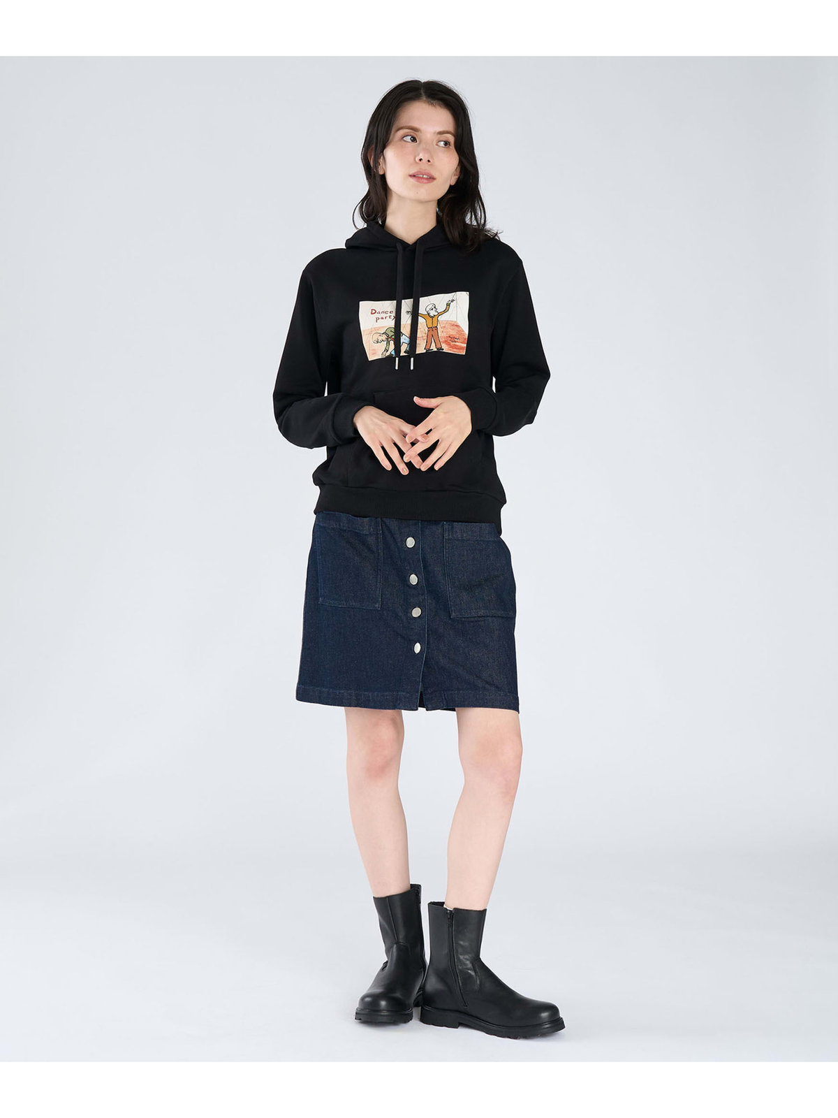 FEMME ウィメンズ プリント コットン 長袖 アーティスト スウェット ”Mike Lash” ブラック