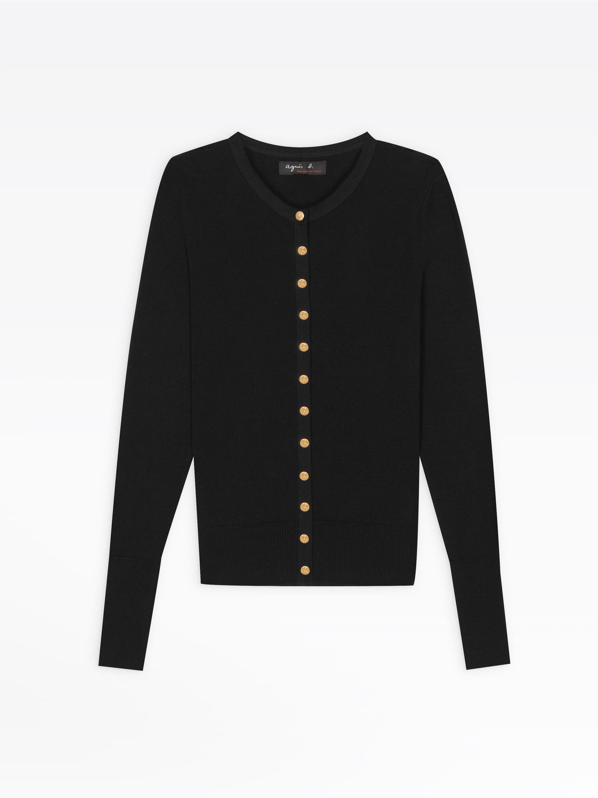 FEMME ウィメンズ コットン ニット 長袖 カーディガンプレッション "Snapy" ブラック