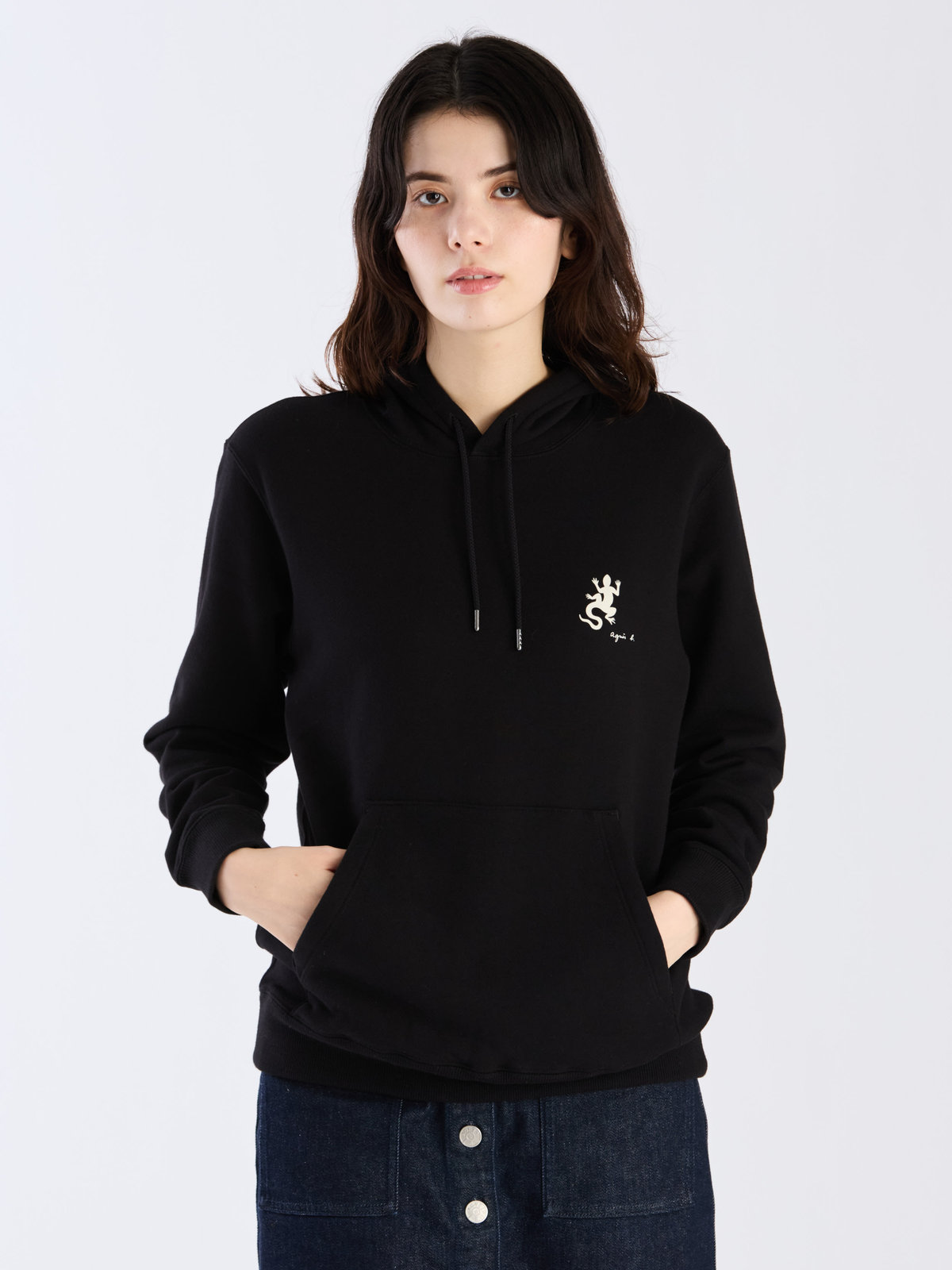 FEMME ウィメンズ アイコニック プリント コットン スウェット フーディ ”Lezard” ブラック