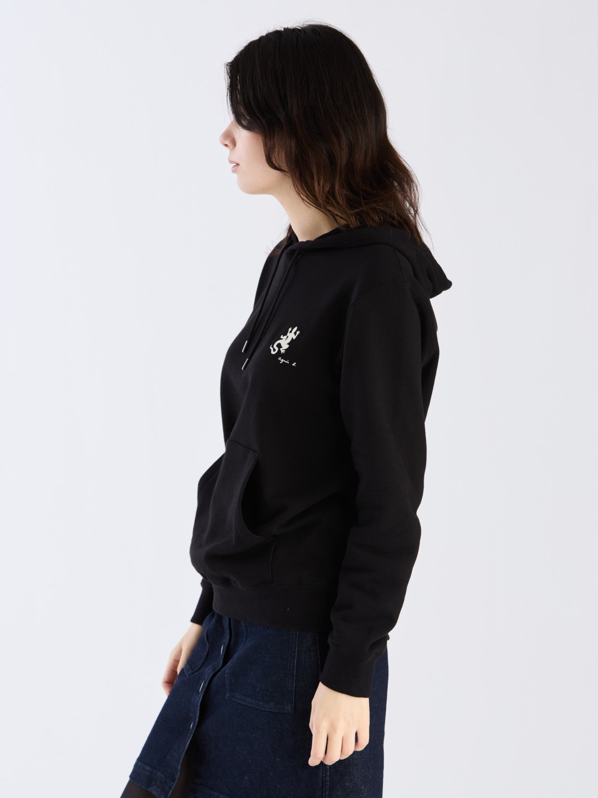 FEMME ウィメンズ アイコニック プリント コットン スウェット フーディ ”Lezard” ブラック