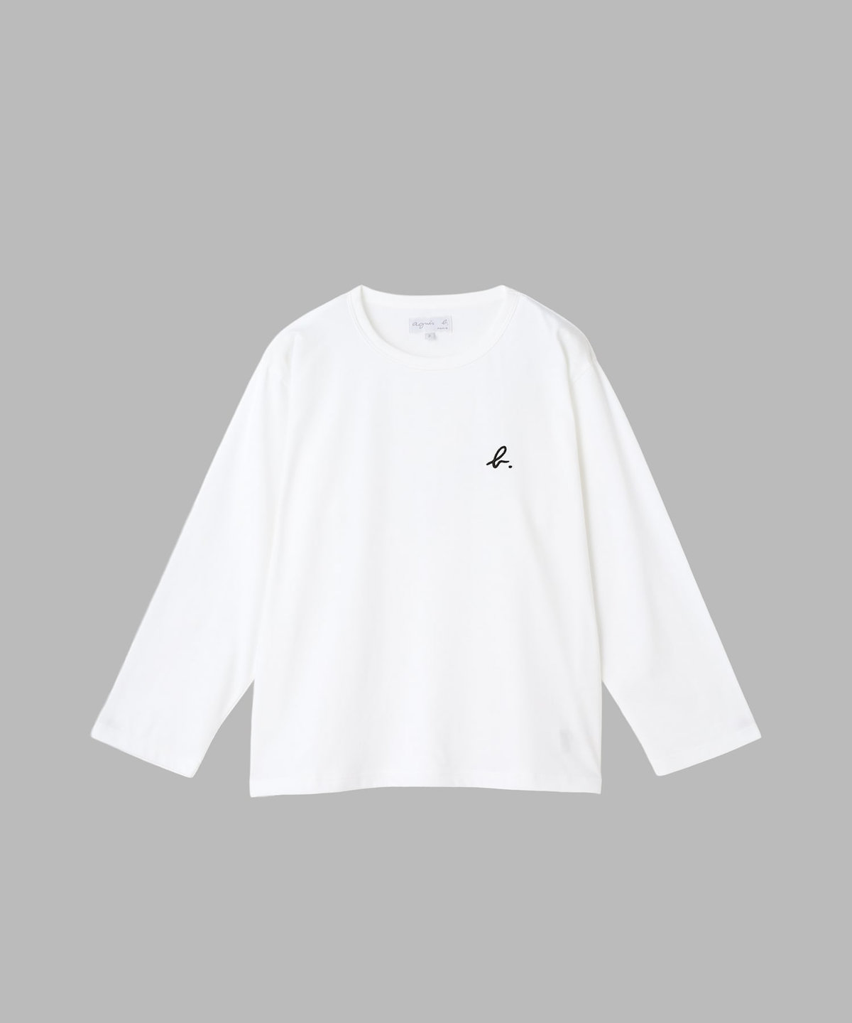 FEMME ウィメンズ "b."刺繍 オーガニックコットン 七分丈 Tシャツ "Lil Cool" ホワイト