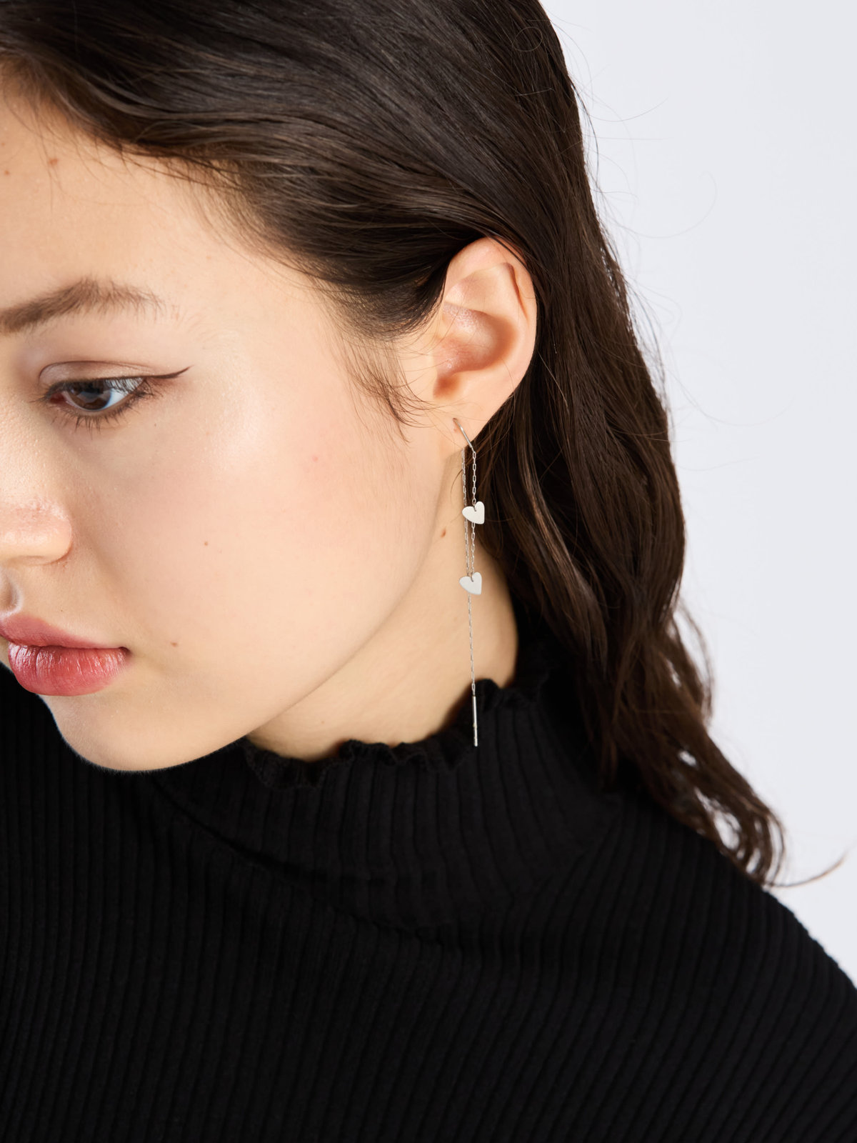 To b. by agnès b. 【Outlet】ダングリングハートピアスイヤリング シルバー