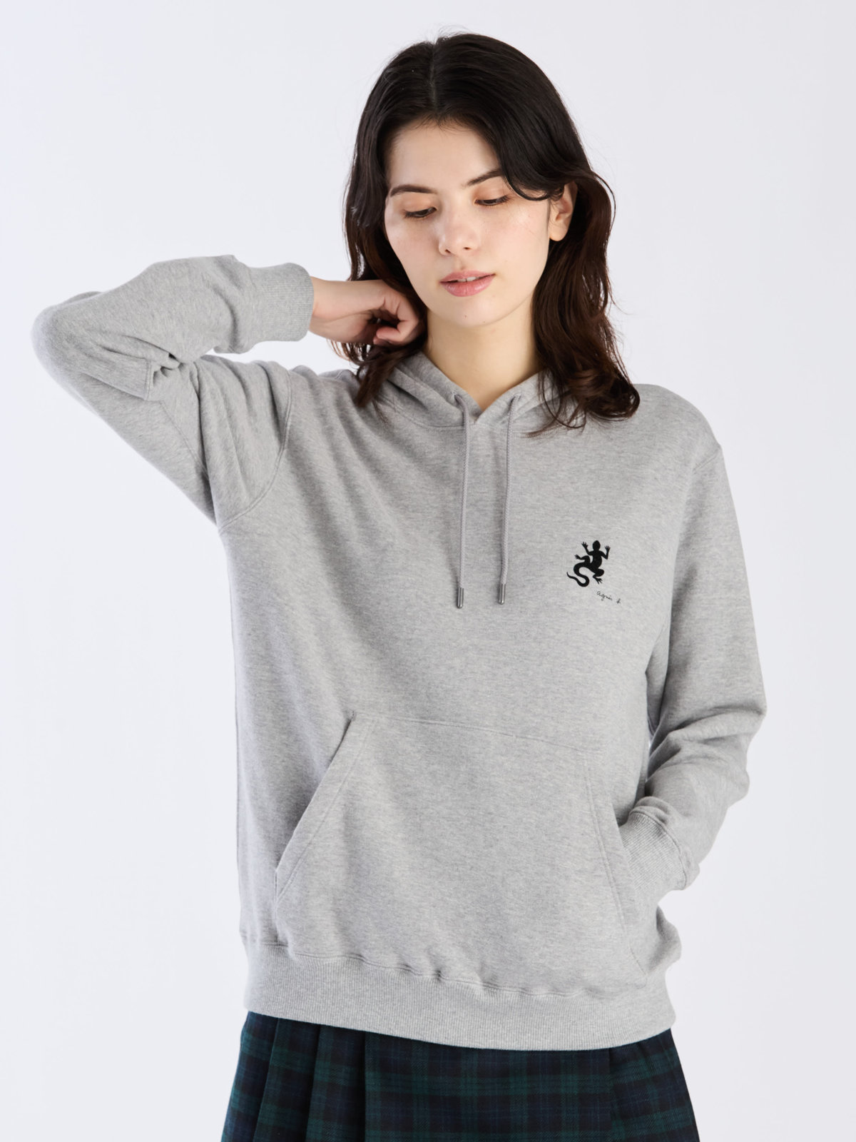 FEMME ウィメンズ アイコニック プリント コットン スウェット フーディ ”Lezard” グレー