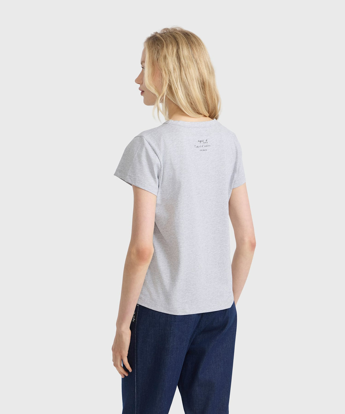 FEMME ウィメンズ プリント コットン 半袖 アーティスト Tシャツ "Lou Malta" グレー