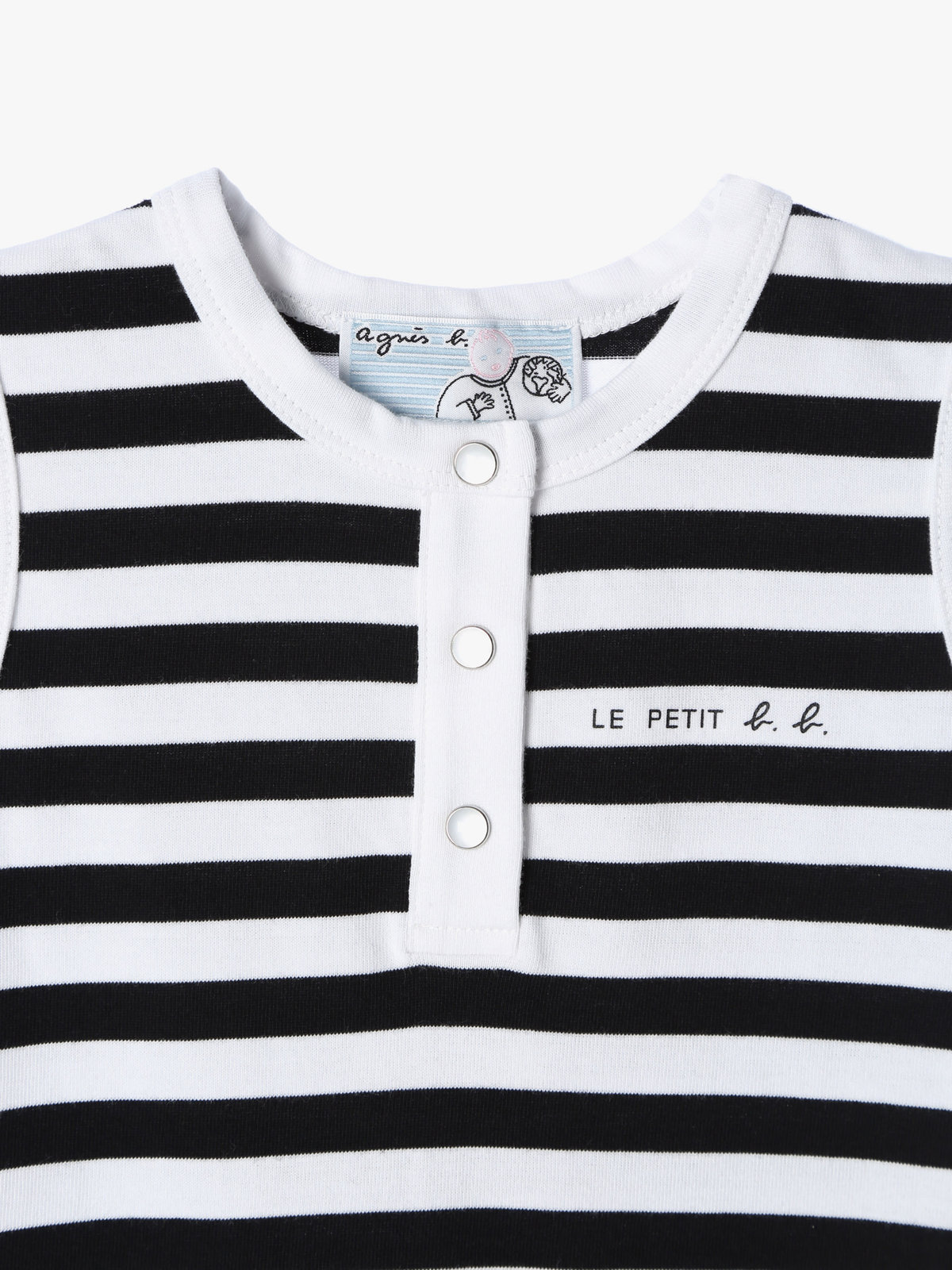 ENFANT ベビー ベビー 細ボーダー コットン ノースリーブ コンビネゾン ホワイト×ブラック