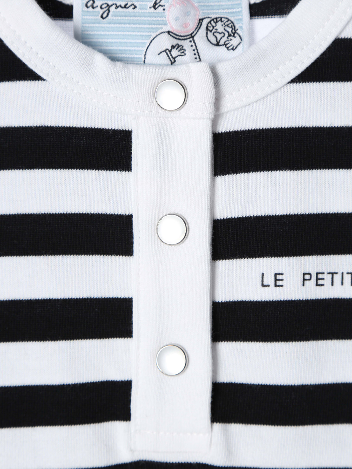 ENFANT ベビー ベビー 細ボーダー コットン ノースリーブ コンビネゾン ホワイト×ブラック