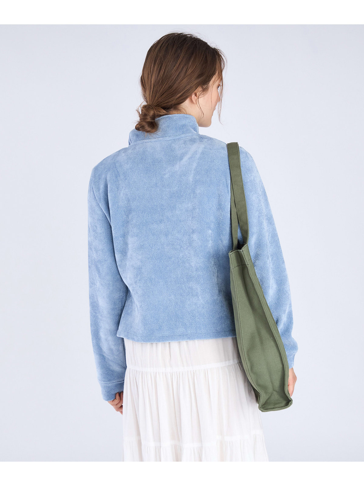 To b. by agnès b. 【Outlet】モールヤーン スタンドカラー ジップ ブルゾン ブルー