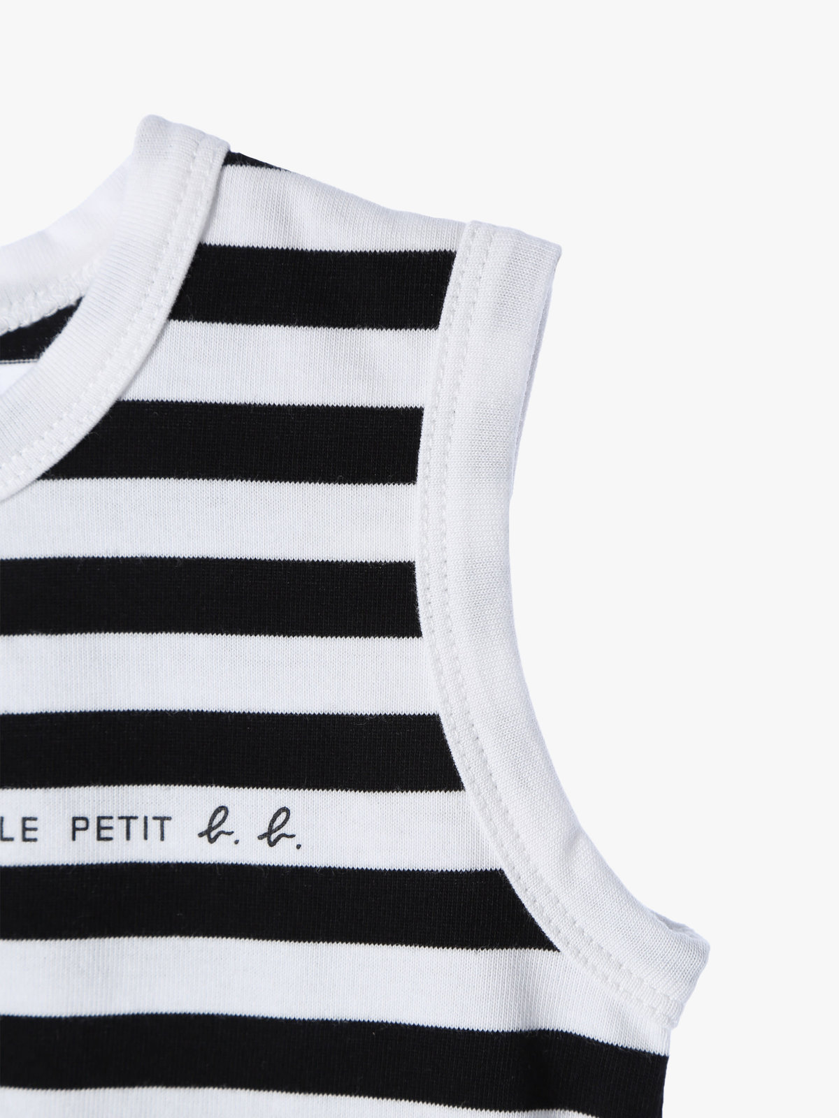 ENFANT ベビー ベビー 細ボーダー コットン ノースリーブ コンビネゾン ホワイト×ブラック