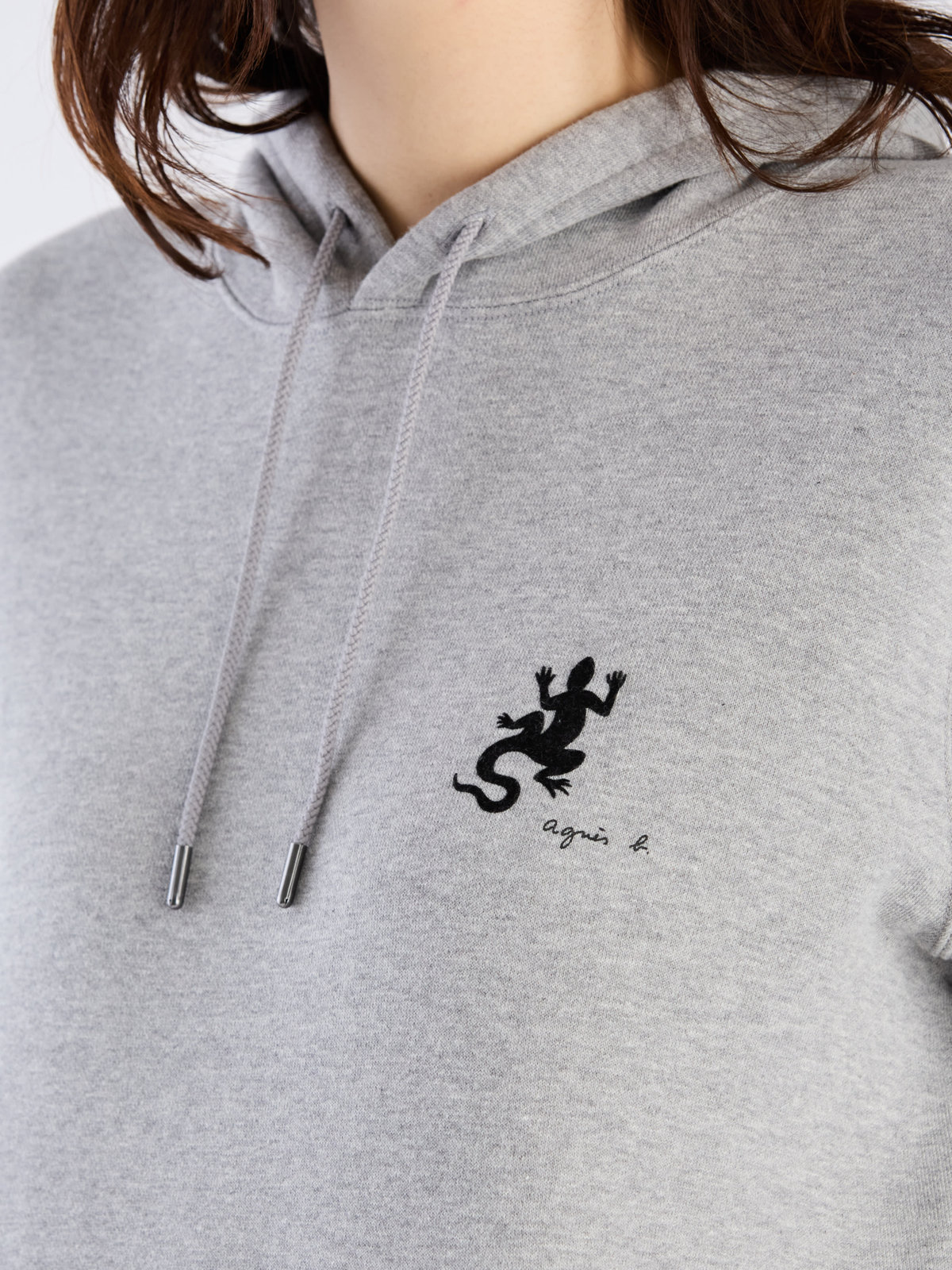 FEMME ウィメンズ アイコニック プリント コットン スウェット フーディ ”Lezard” グレー