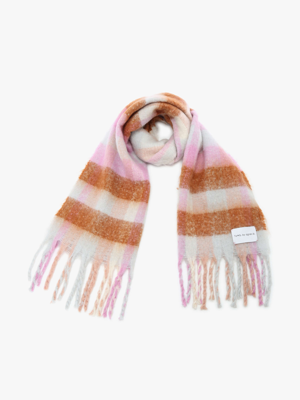 To b. by agnès b. 【Outlet】チェックワイドマフラー ブラウン
