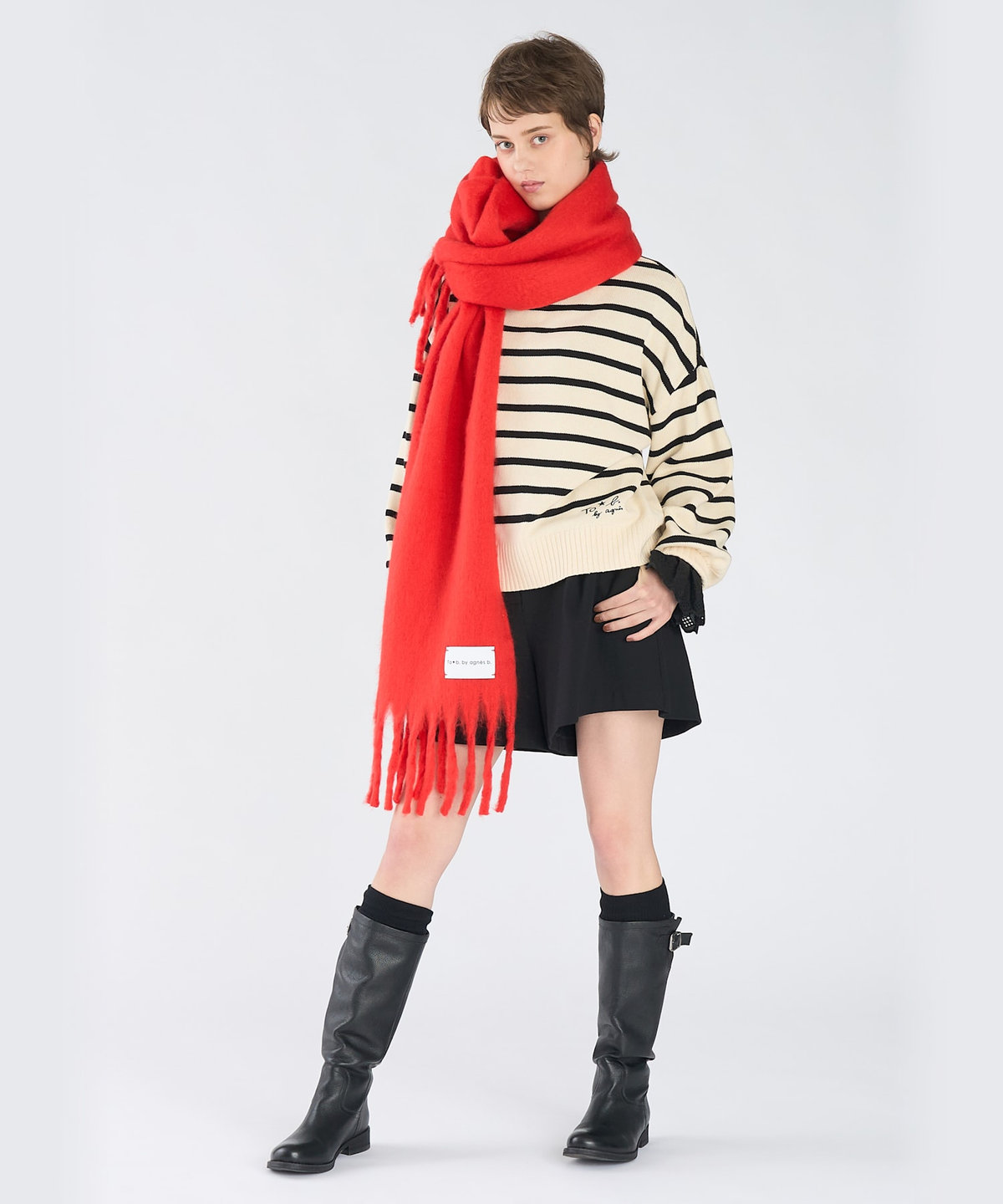 To b. by agnès b. カラー マフラー レッド系その他